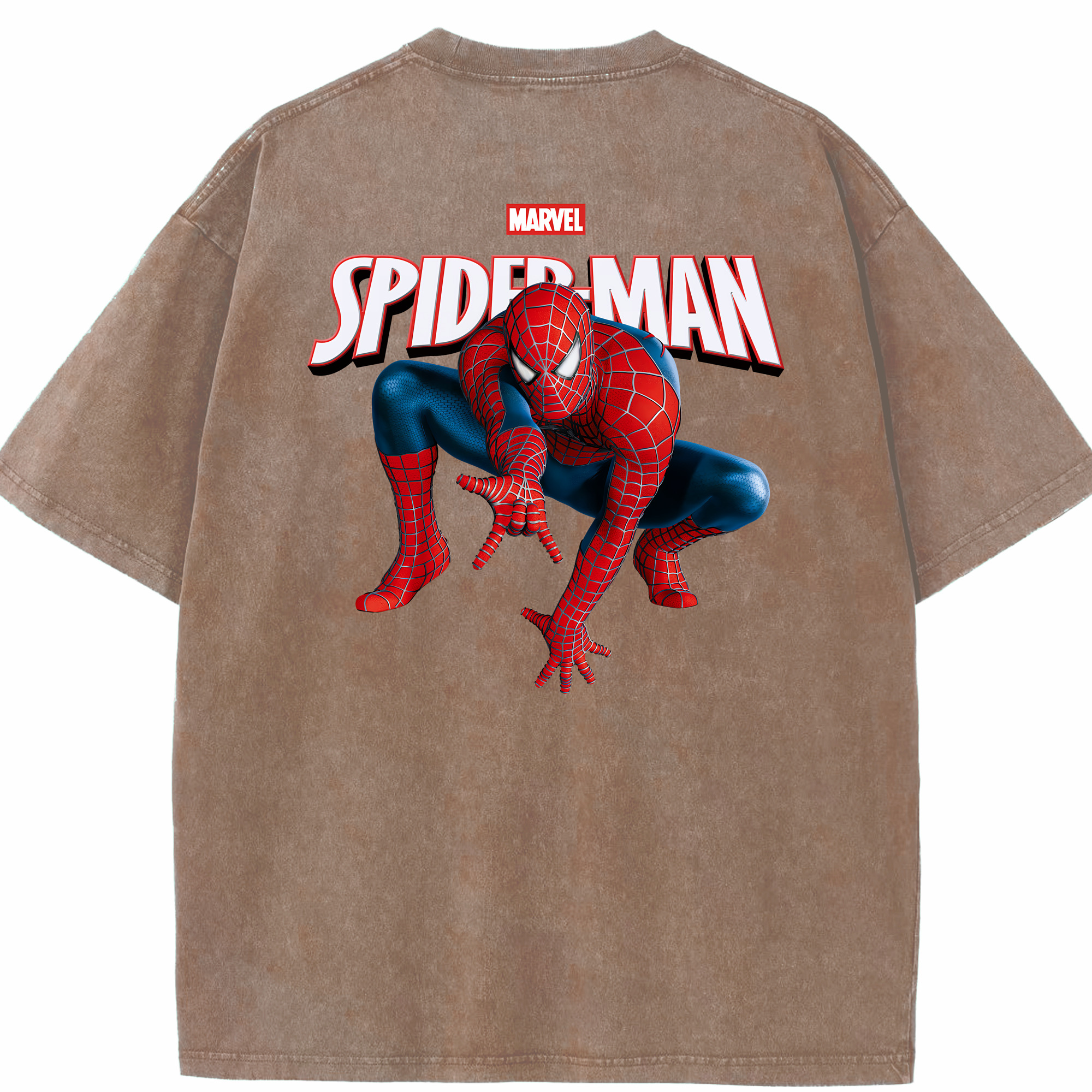 （画像用） Spider Man スパイダーマン 綿100% ヴィンテージ風 半袖Tシャツ（背面プリント）