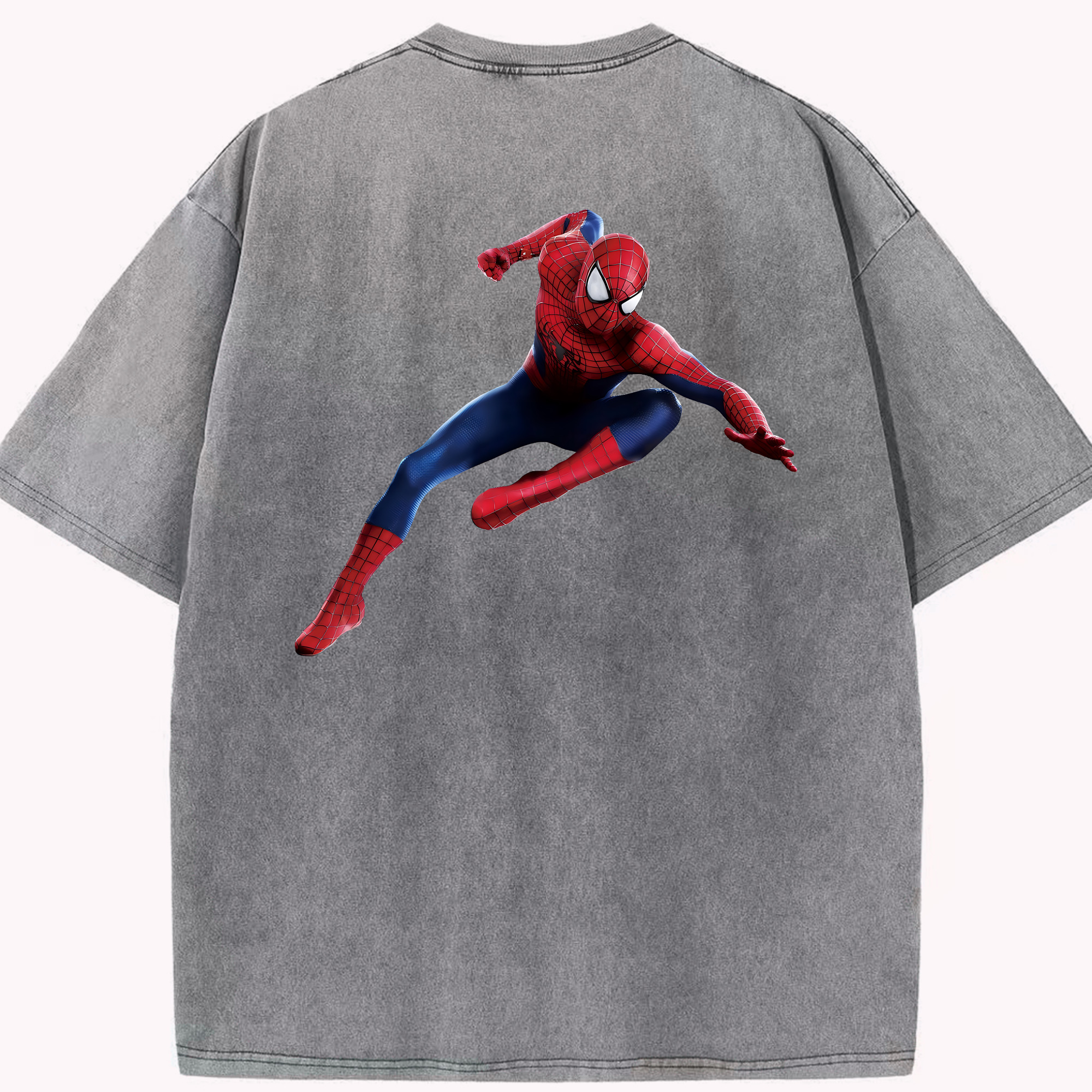（画像用） Spider Man スパイダーマン 綿100% ヴィンテージ風 半袖Tシャツ（背面プリント）