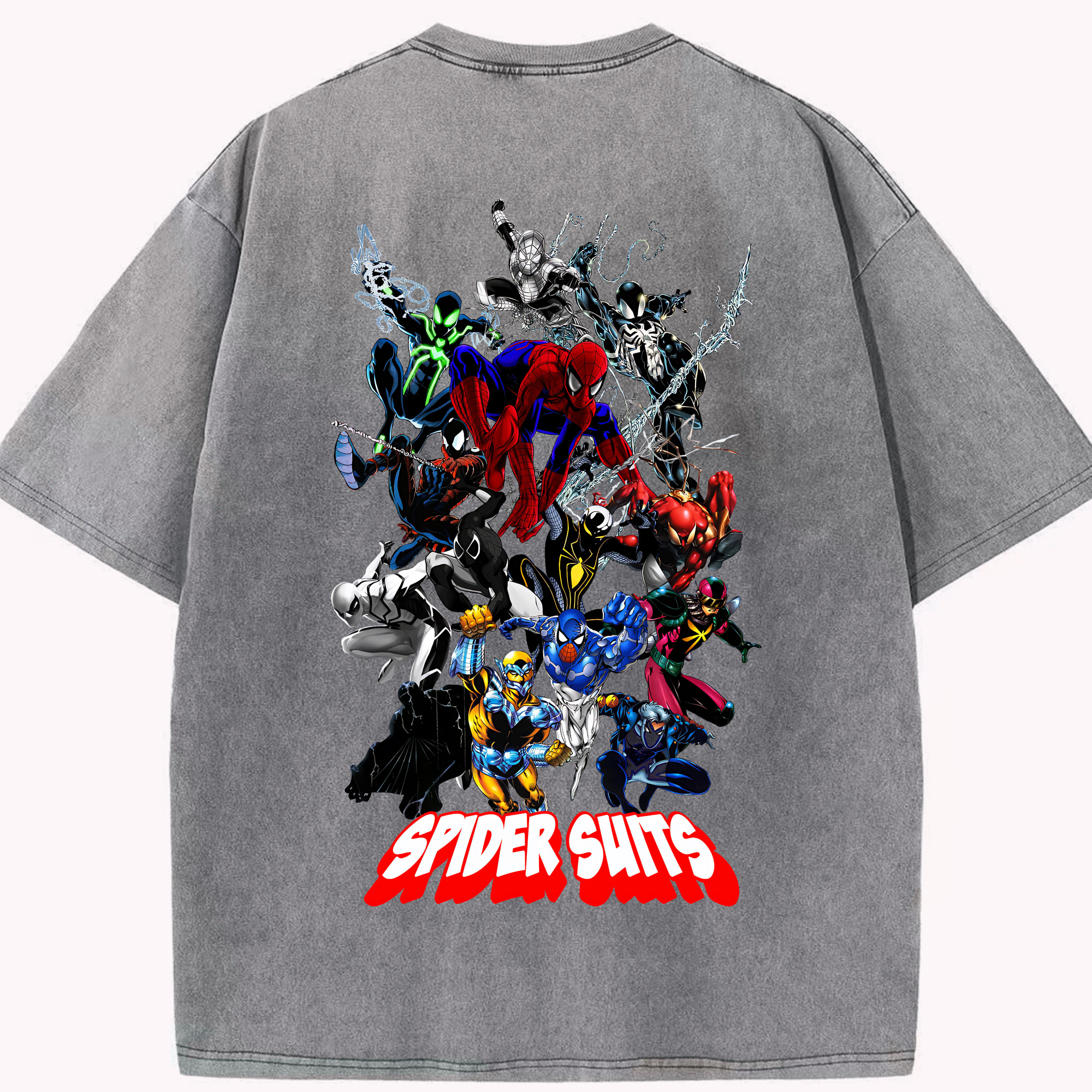（画像用） Spider Man スパイダーマン 綿100% ヴィンテージ風 半袖Tシャツ（背面プリント）