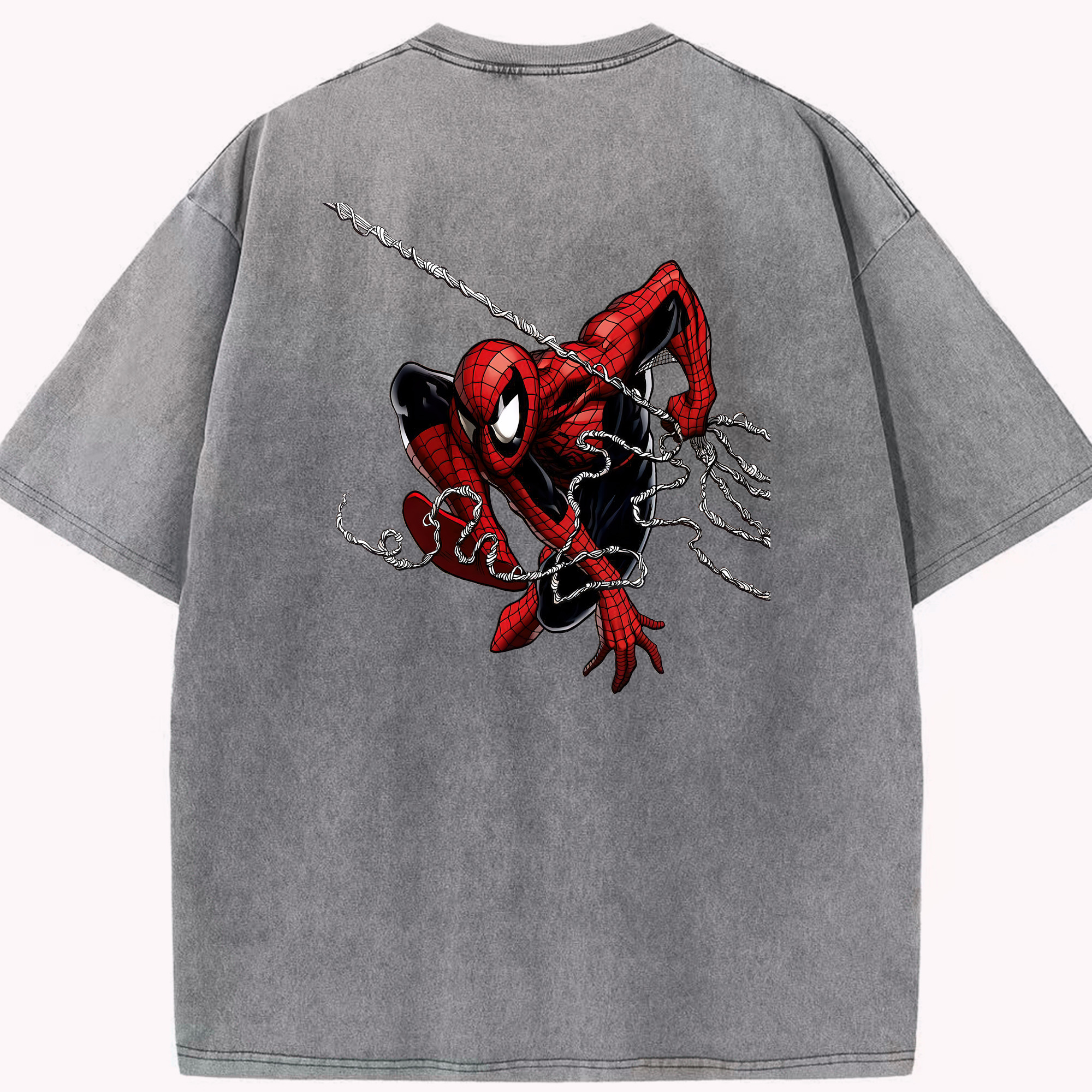 （画像用） Spider Man スパイダーマン 綿100% ヴィンテージ風 半袖Tシャツ（背面プリント）