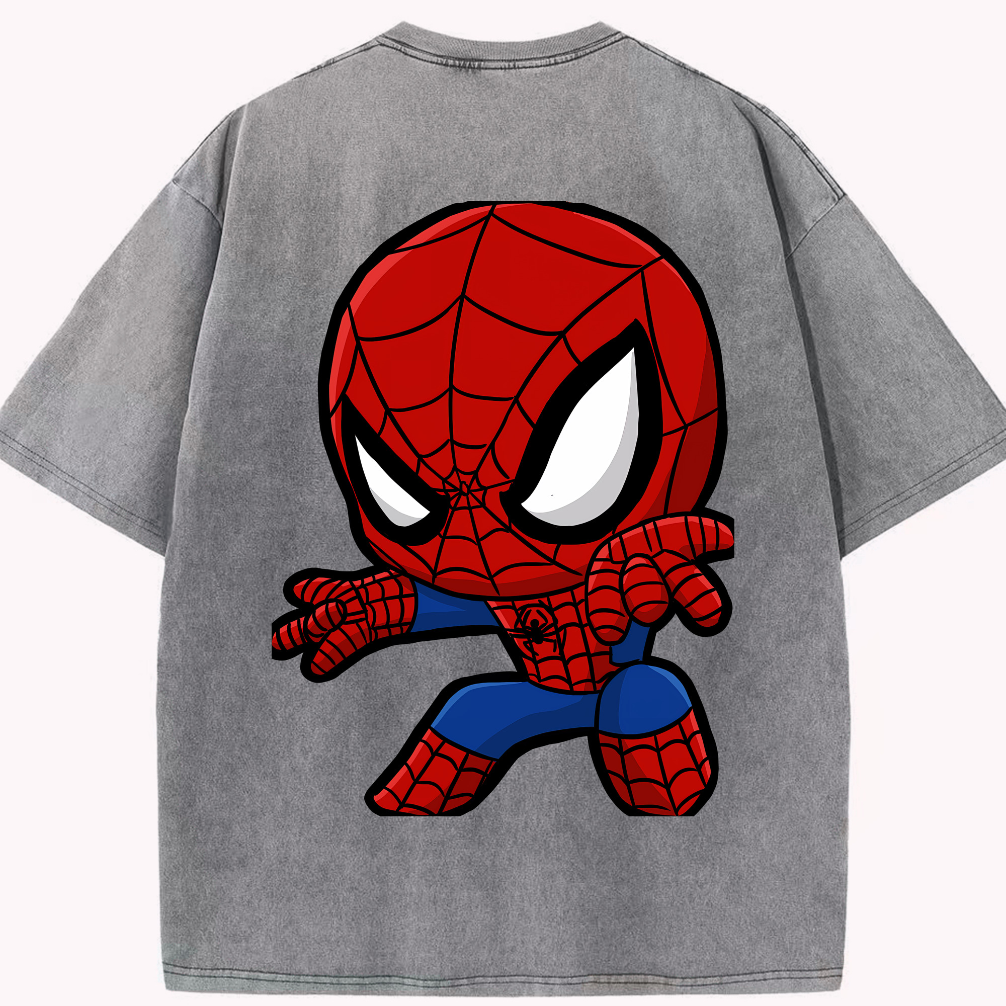 （画像用） Spider Man スパイダーマン 綿100% ヴィンテージ風 半袖Tシャツ（背面プリント）