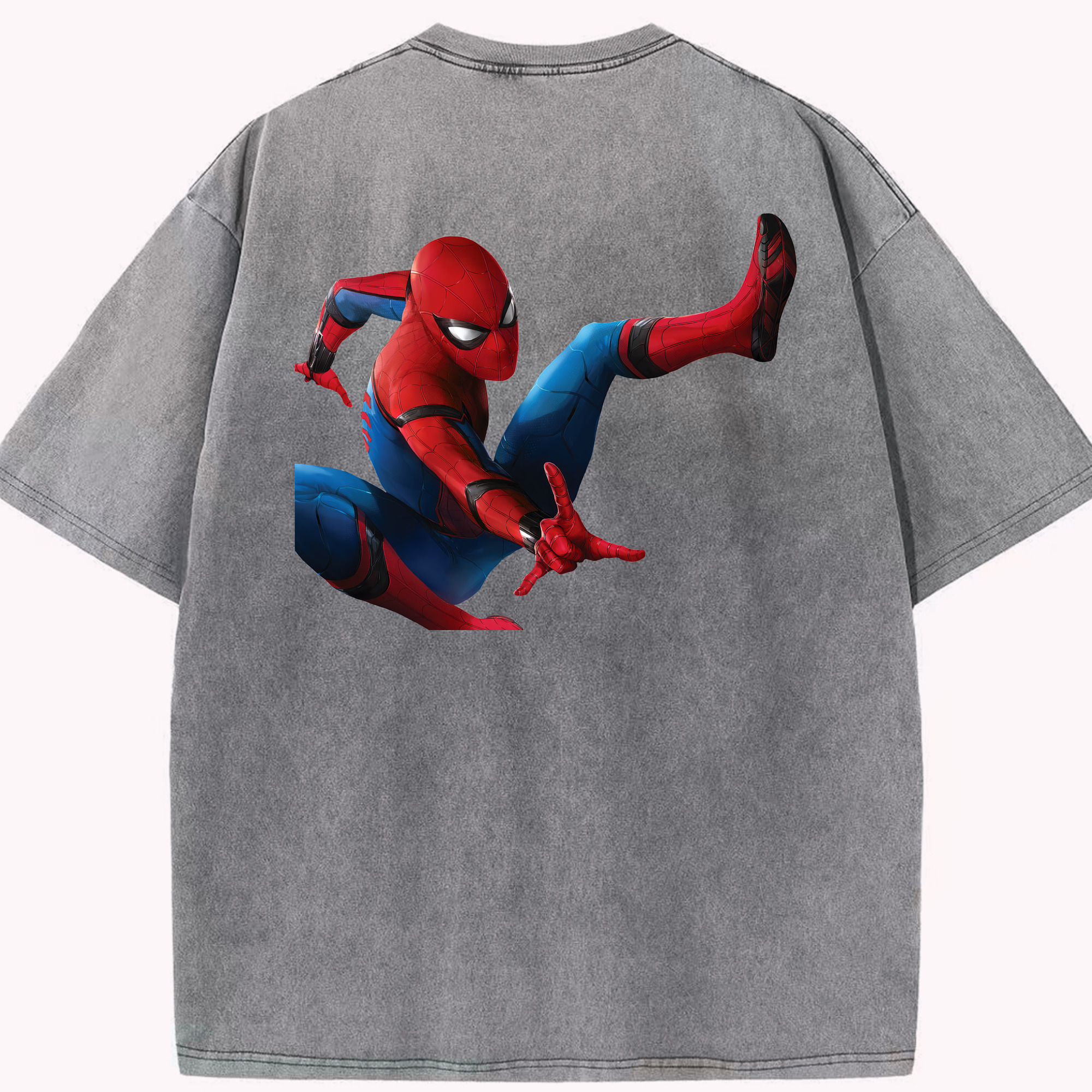 （画像用） Spider Man スパイダーマン 綿100% ヴィンテージ風 半袖Tシャツ（背面プリント）