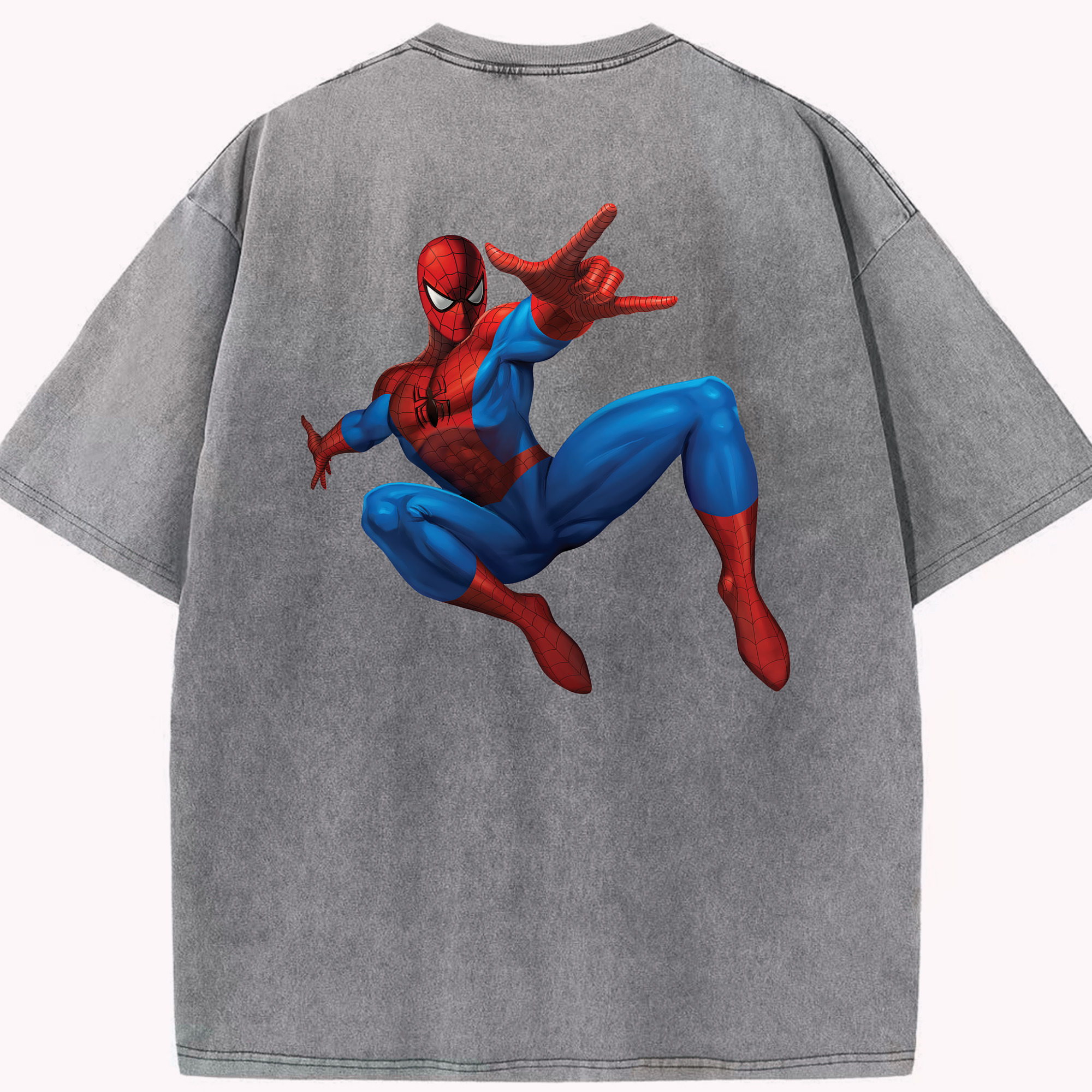 （画像用） Spider Man スパイダーマン 綿100% ヴィンテージ風 半袖Tシャツ（背面プリント）