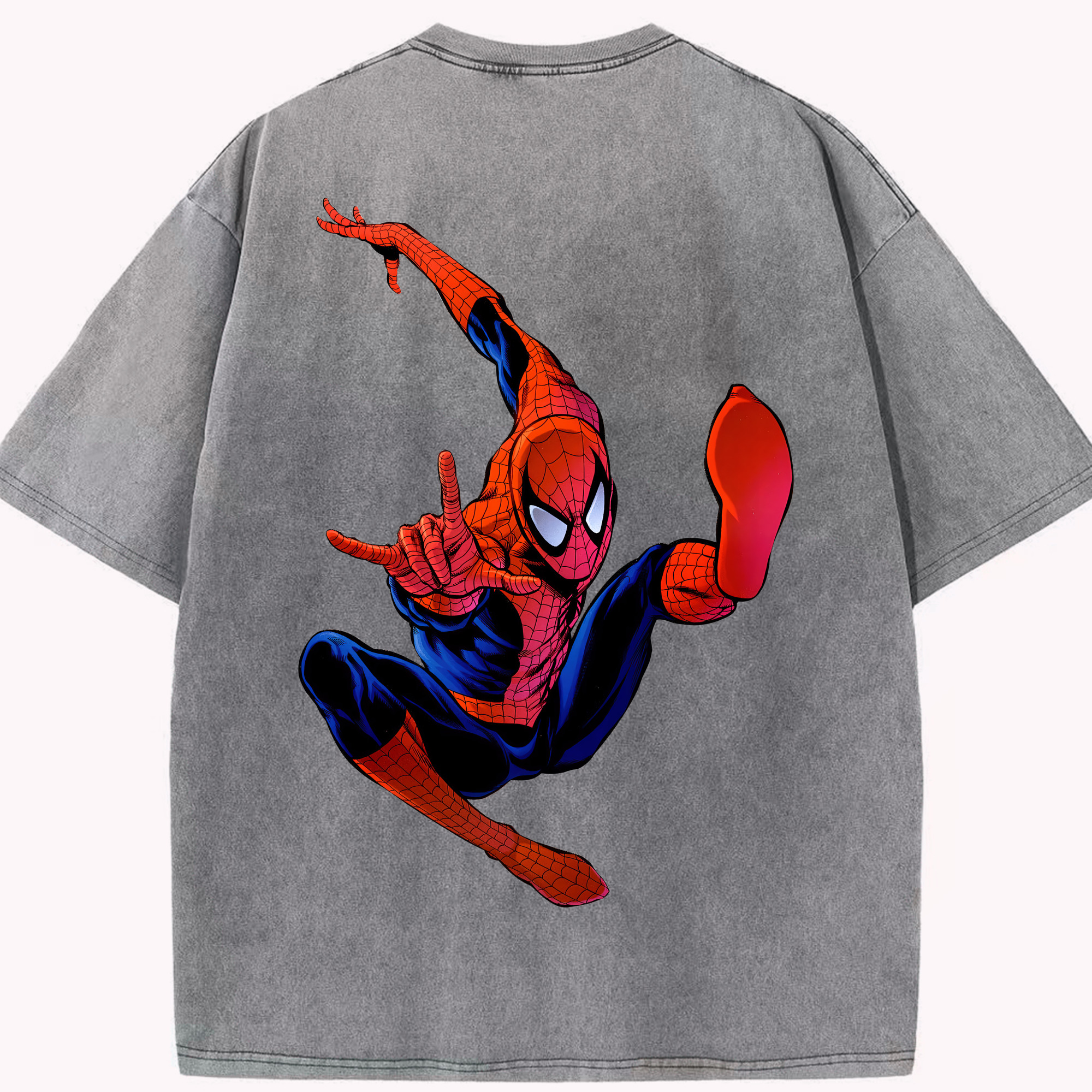 （画像用） Spider Man スパイダーマン 綿100% ヴィンテージ風 半袖Tシャツ（背面プリント）