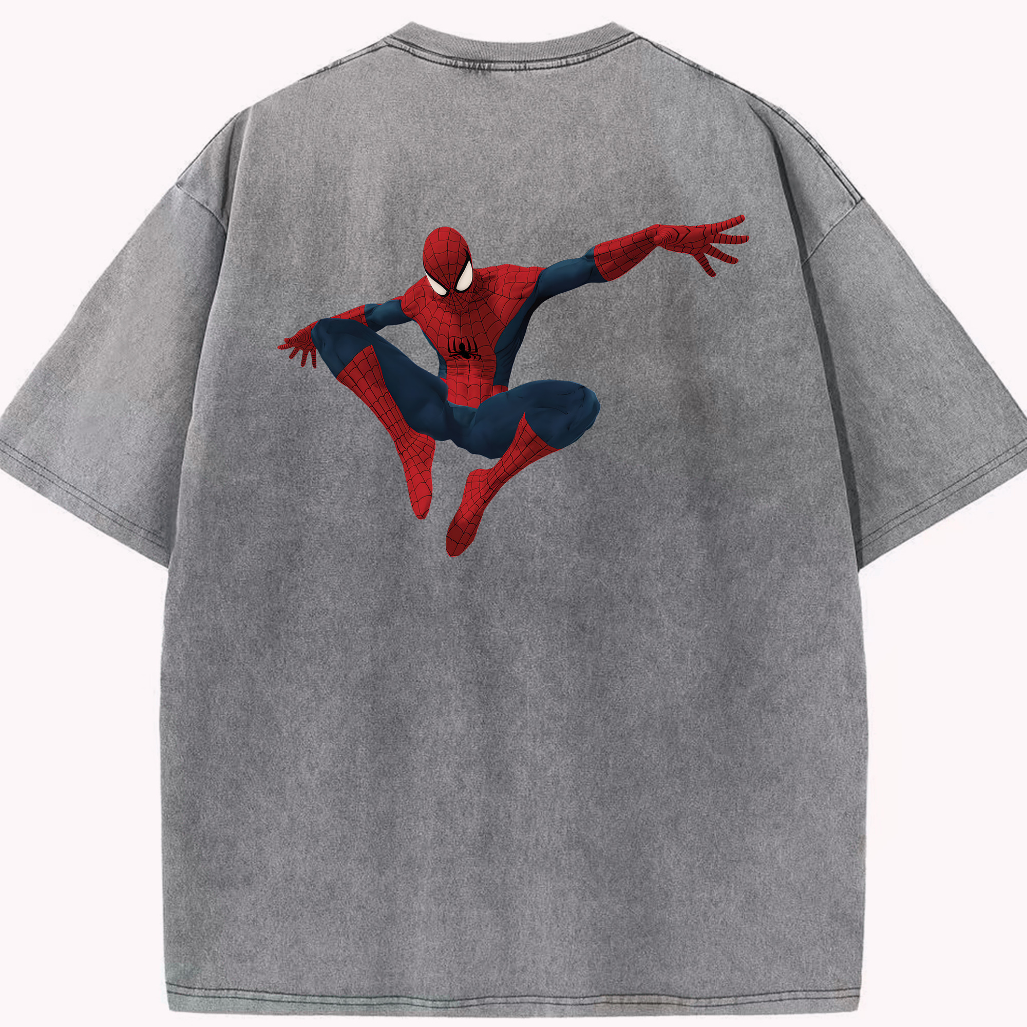 （画像用） Spider Man スパイダーマン 綿100% ヴィンテージ風 半袖Tシャツ（背面プリント）