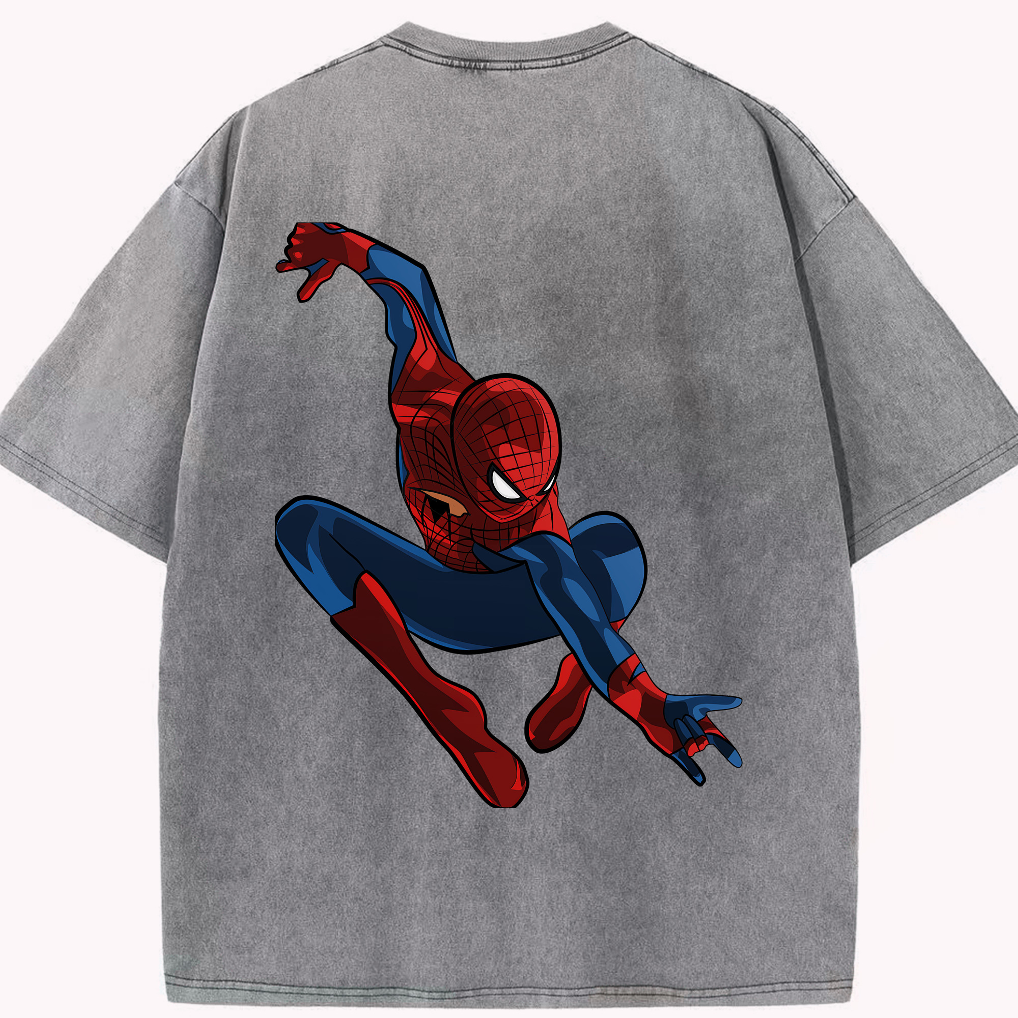 （画像用） Spider Man スパイダーマン 綿100% ヴィンテージ風 半袖Tシャツ（背面プリント）