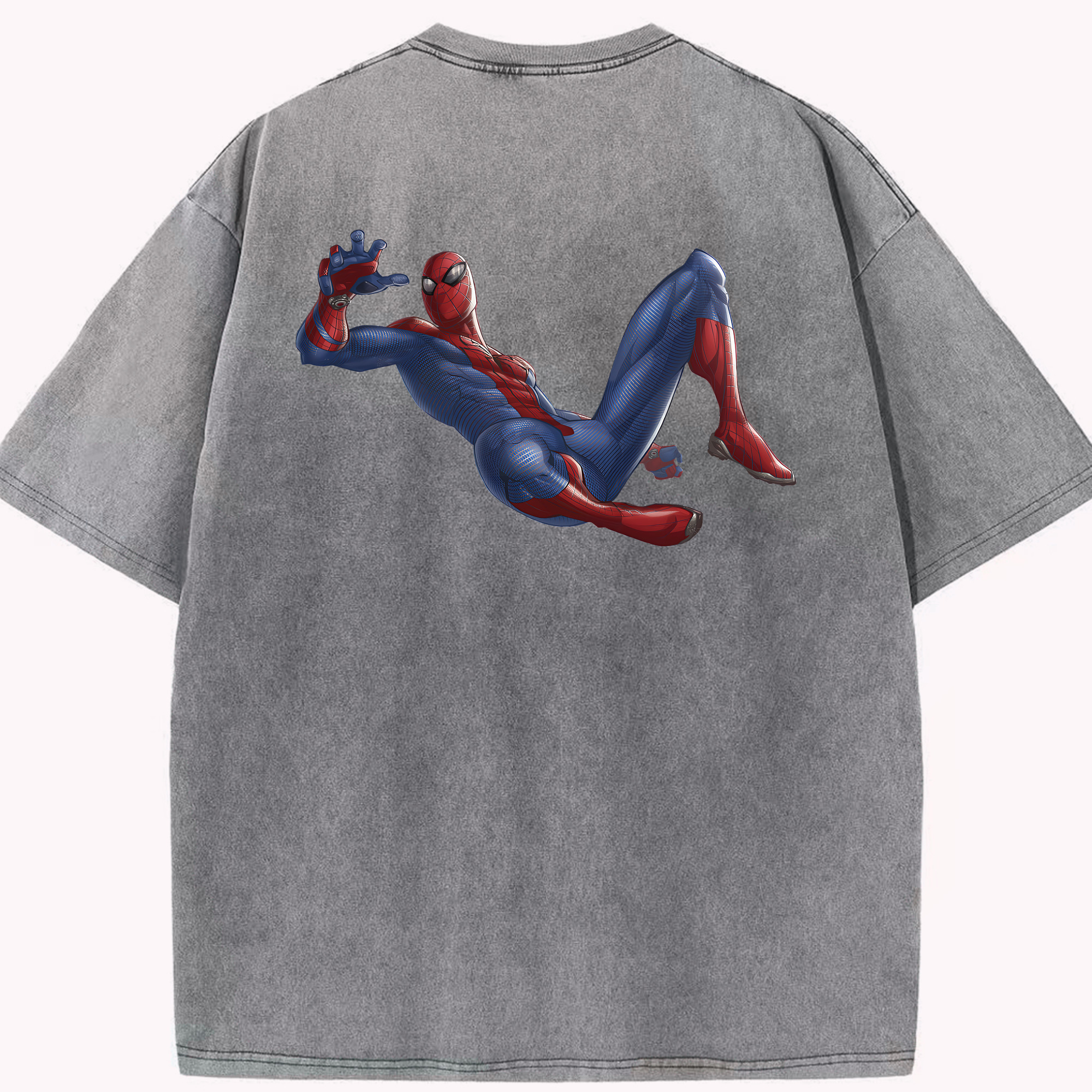 （画像用） Spider Man スパイダーマン 綿100% ヴィンテージ風 半袖Tシャツ（背面プリント）