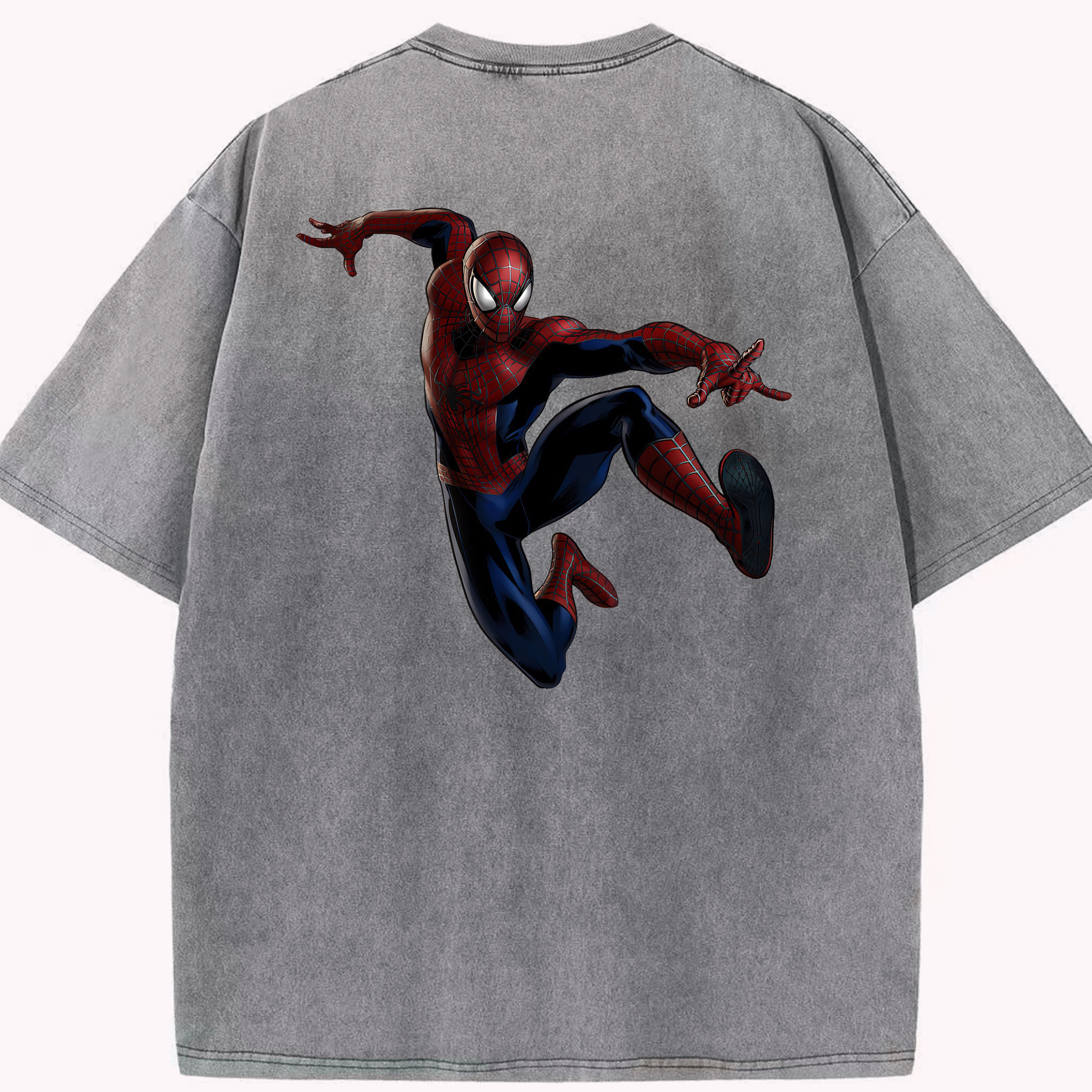 （画像用） Spider Man スパイダーマン 綿100% ヴィンテージ風 半袖Tシャツ（背面プリント）