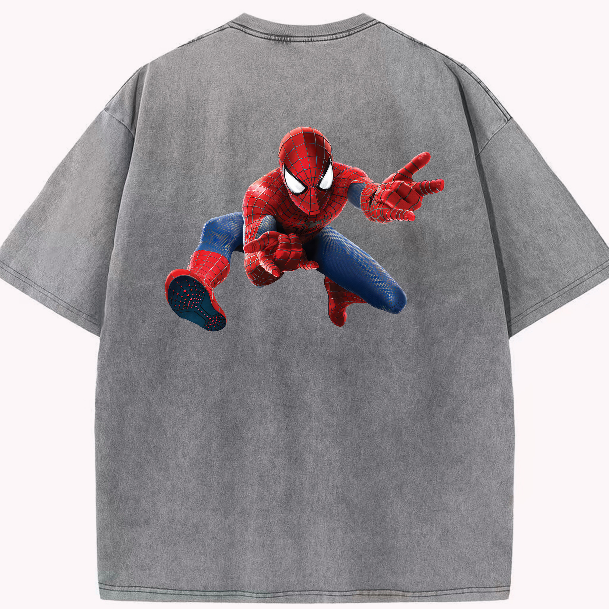 （画像用） Spider Man スパイダーマン 綿100% ヴィンテージ風 半袖Tシャツ（背面プリント）