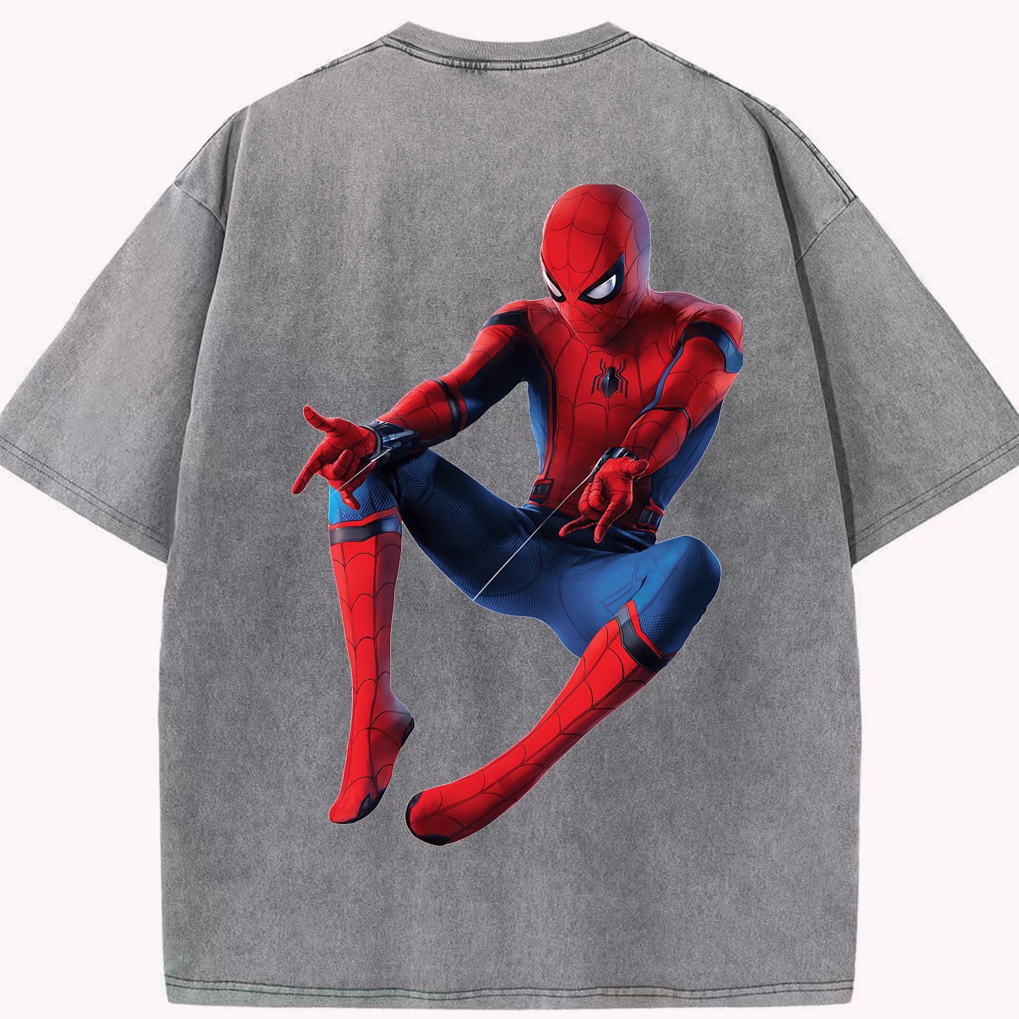 （画像用） Spider Man スパイダーマン 綿100% ヴィンテージ風 半袖Tシャツ（背面プリント）