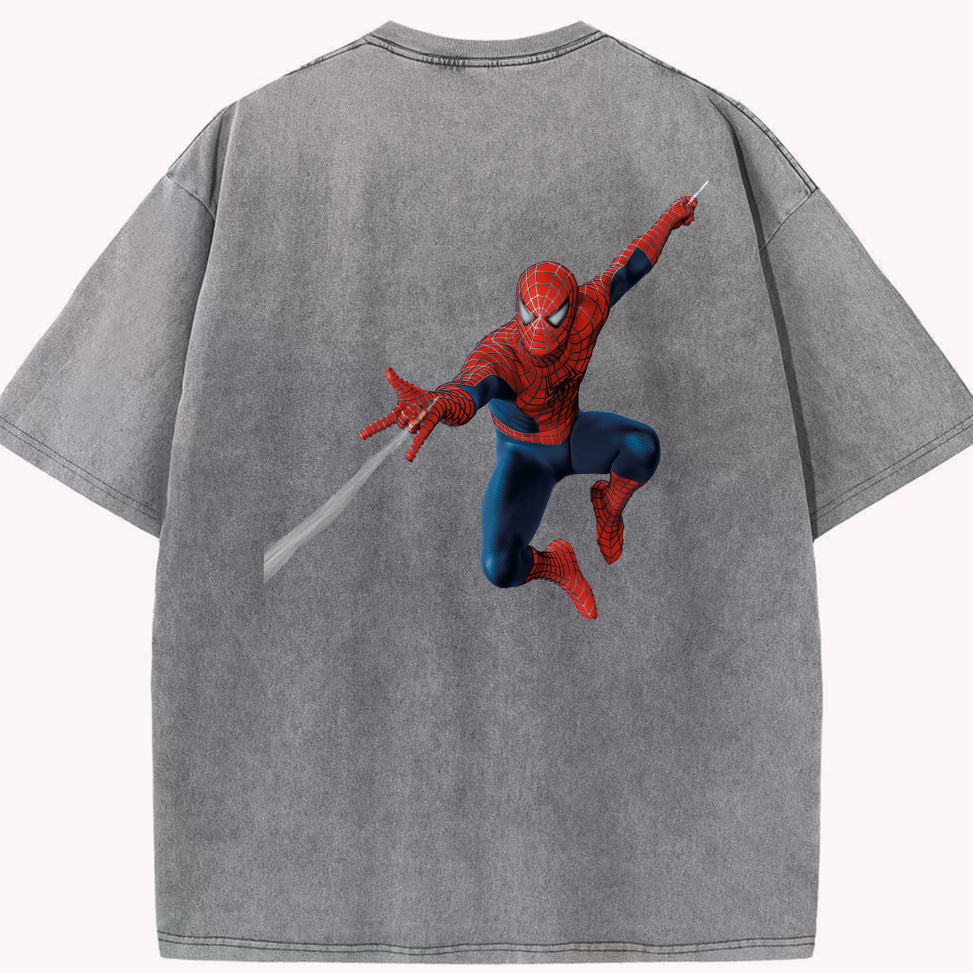 （画像用） Spider Man スパイダーマン 綿100% ヴィンテージ風 半袖Tシャツ（背面プリント）