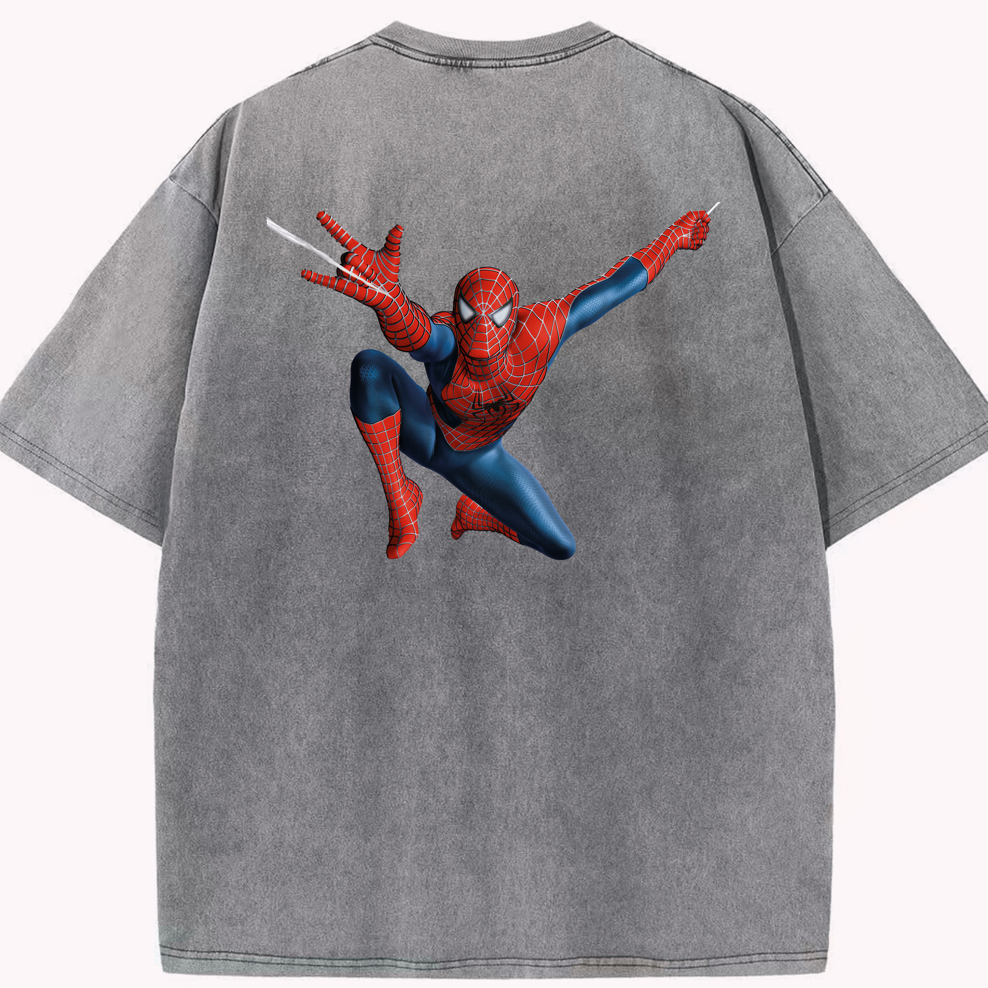 （画像用） Spider Man スパイダーマン 綿100% ヴィンテージ風 半袖Tシャツ（背面プリント）
