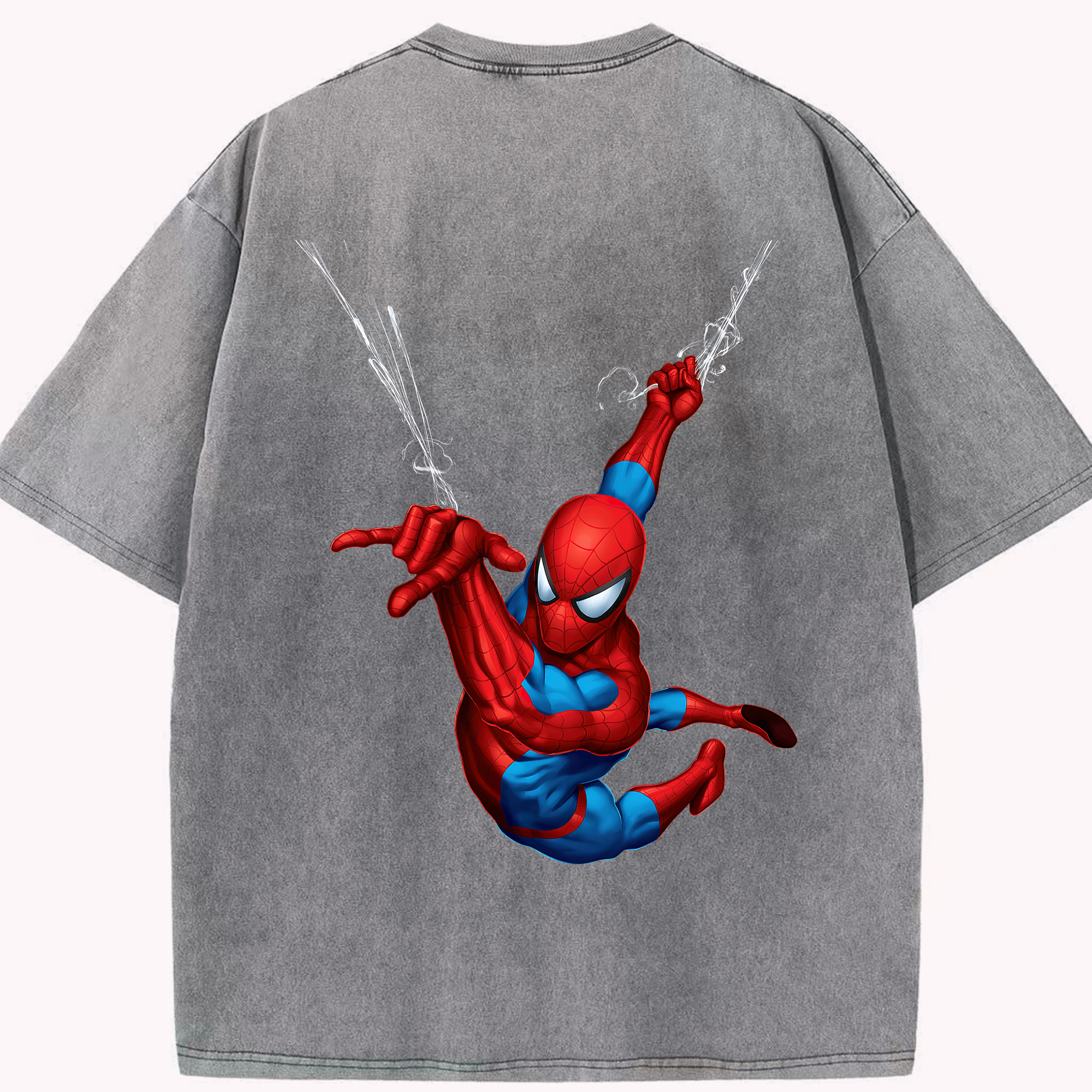 （画像用） Spider Man スパイダーマン 綿100% ヴィンテージ風 半袖Tシャツ（背面プリント）