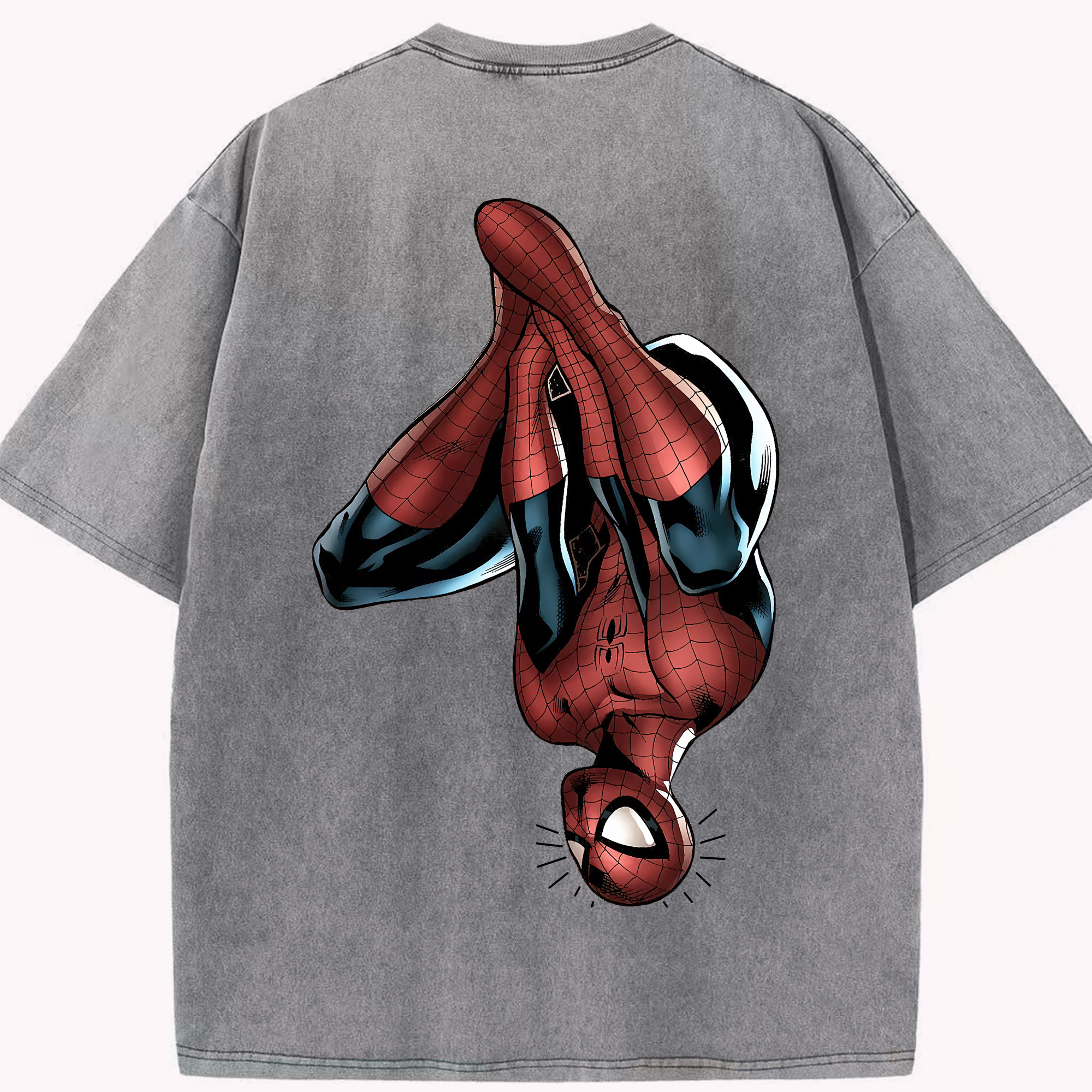 （画像用） Spider Man スパイダーマン 綿100% ヴィンテージ風 半袖Tシャツ（背面プリント）