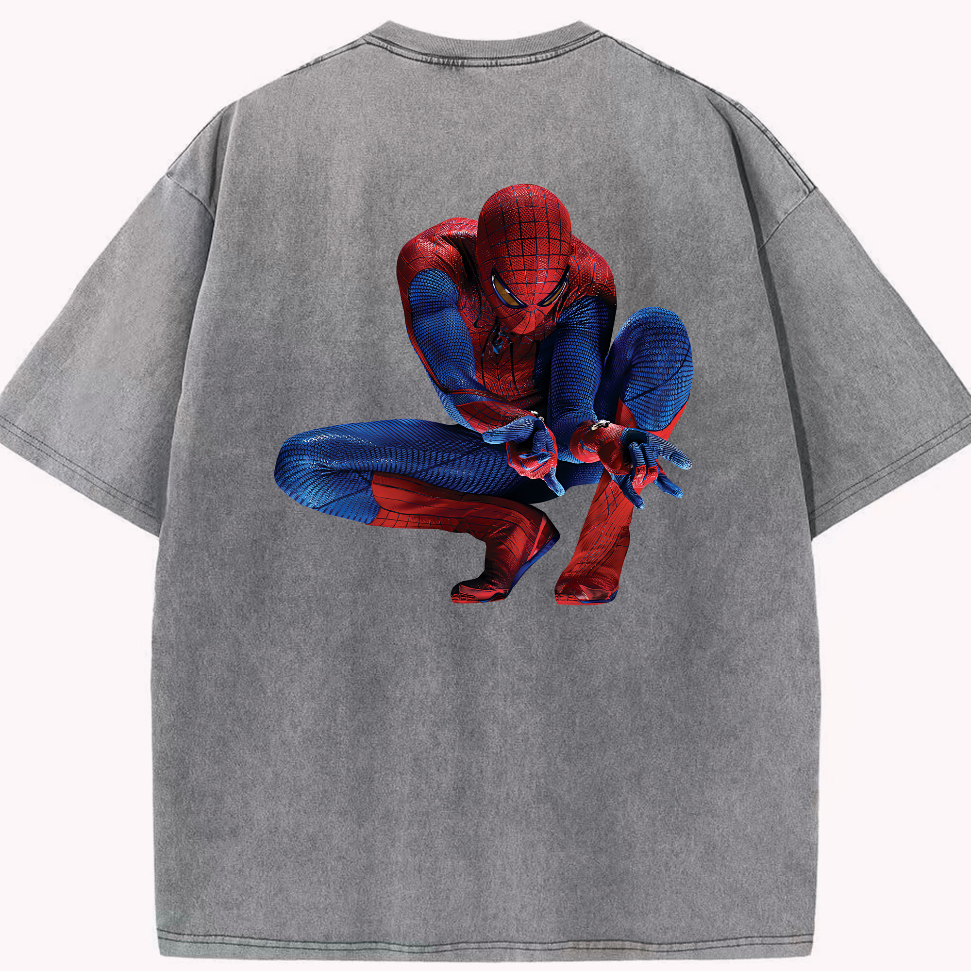 （画像用） Spider Man スパイダーマン 綿100% ヴィンテージ風 半袖Tシャツ（背面プリント）