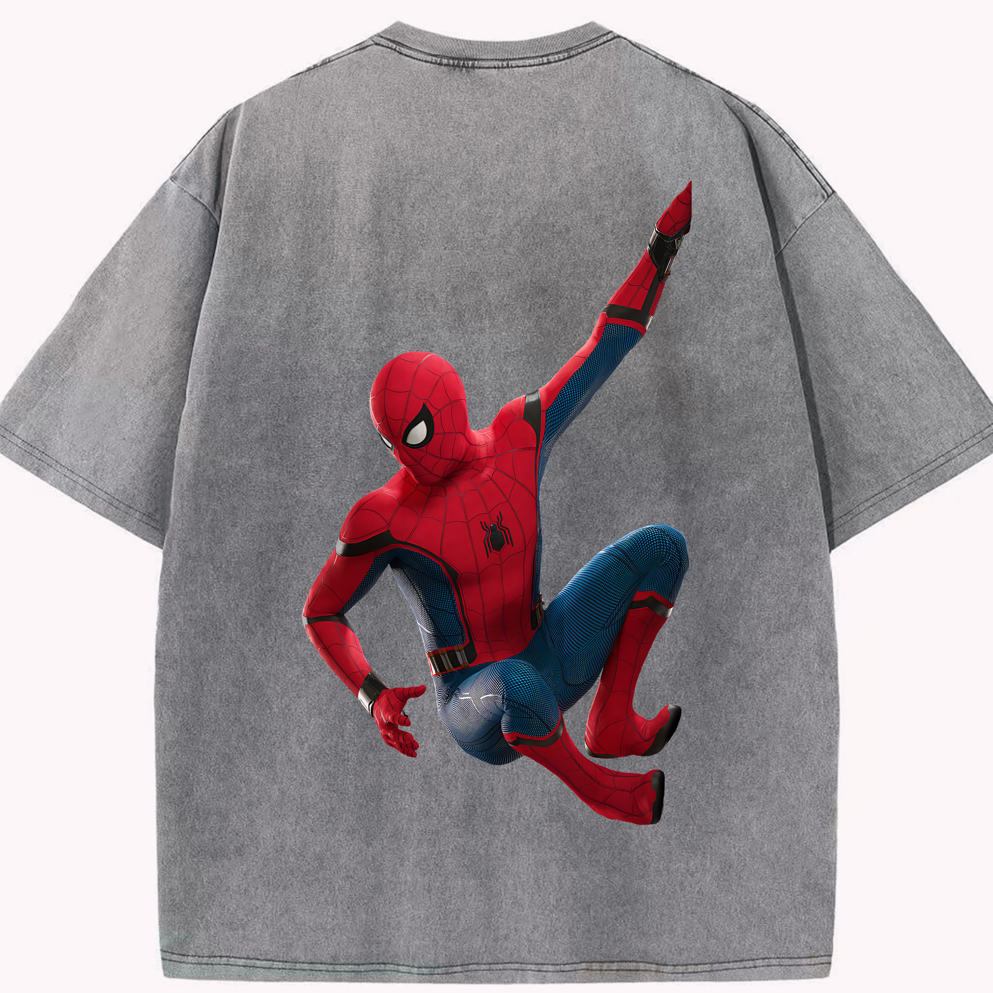 （画像用） Spider Man スパイダーマン 綿100% ヴィンテージ風 半袖Tシャツ（背面プリント）