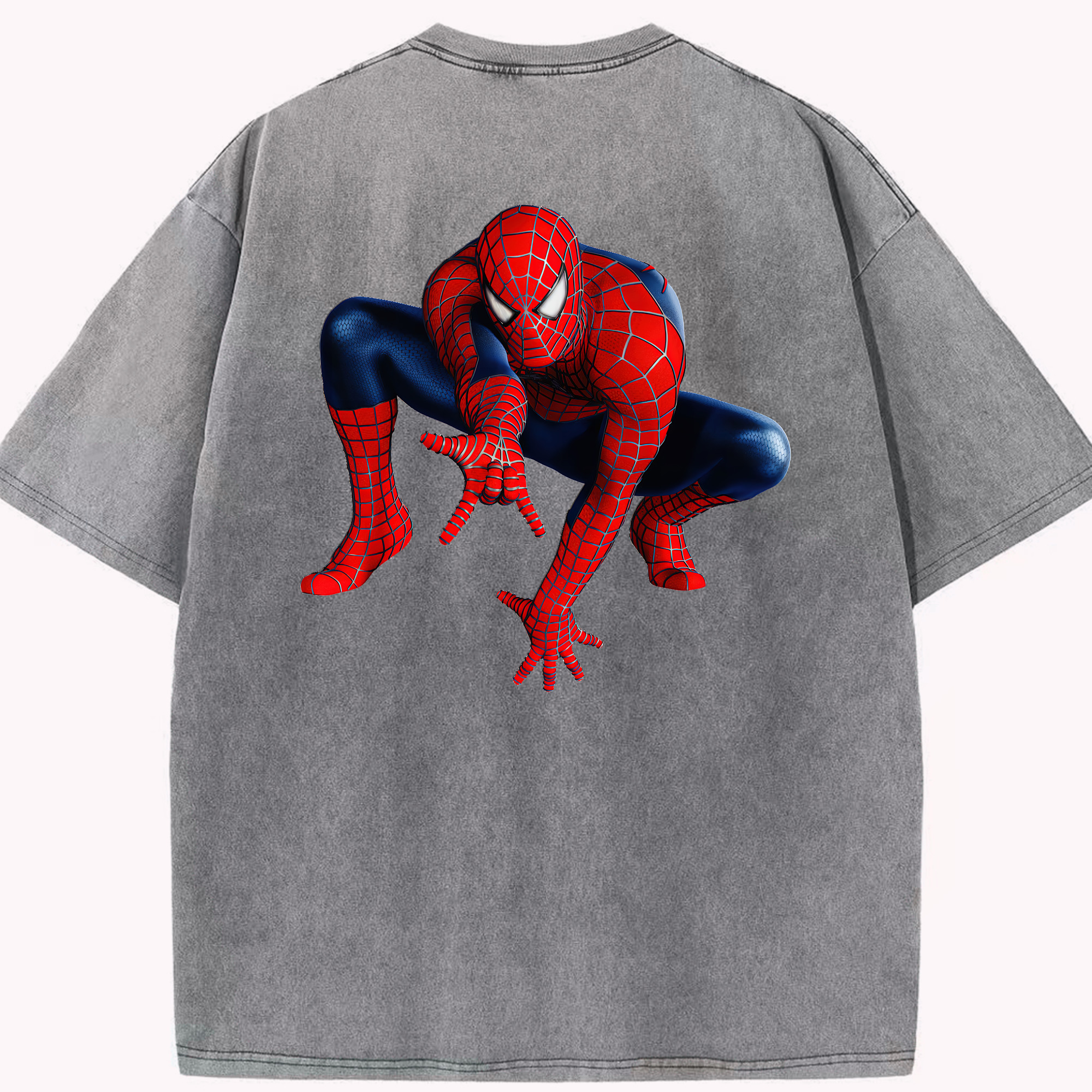 （画像用） Spider Man スパイダーマン 綿100% ヴィンテージ風 半袖Tシャツ（背面プリント）
