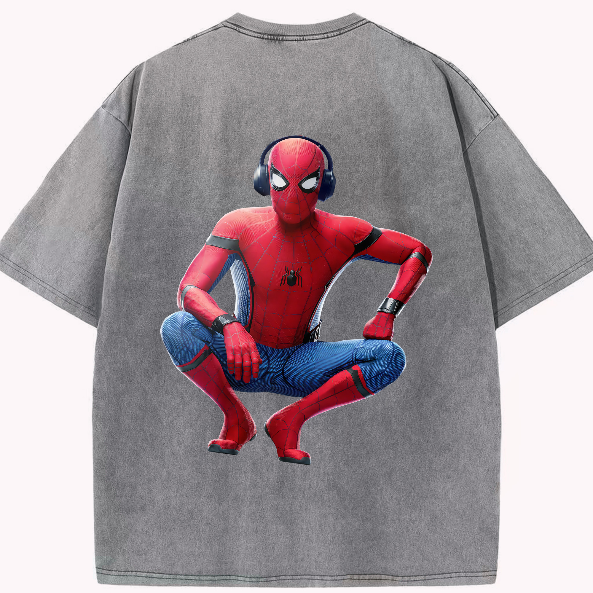 （画像用） Spider Man スパイダーマン 綿100% ヴィンテージ風 半袖Tシャツ（背面プリント）