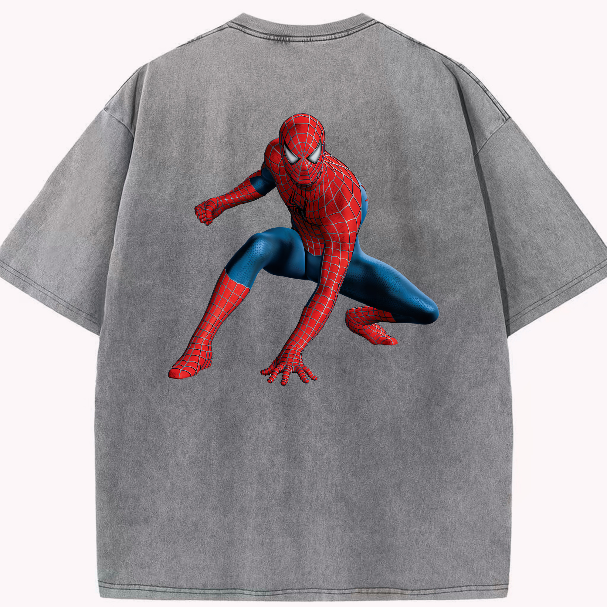 （画像用） Spider Man スパイダーマン 綿100% ヴィンテージ風 半袖Tシャツ（背面プリント）
