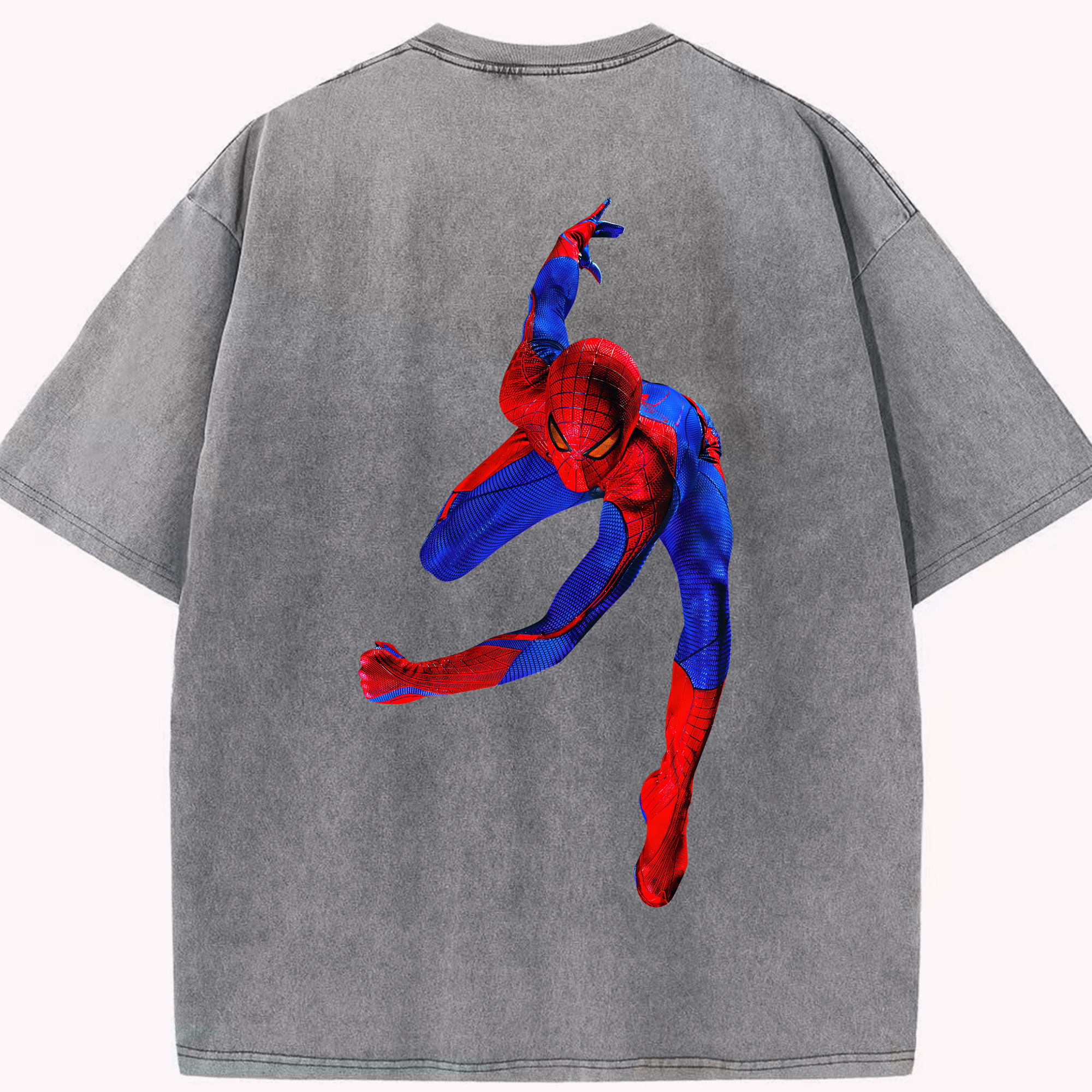 （画像用） Spider Man スパイダーマン 綿100% ヴィンテージ風 半袖Tシャツ（背面プリント）