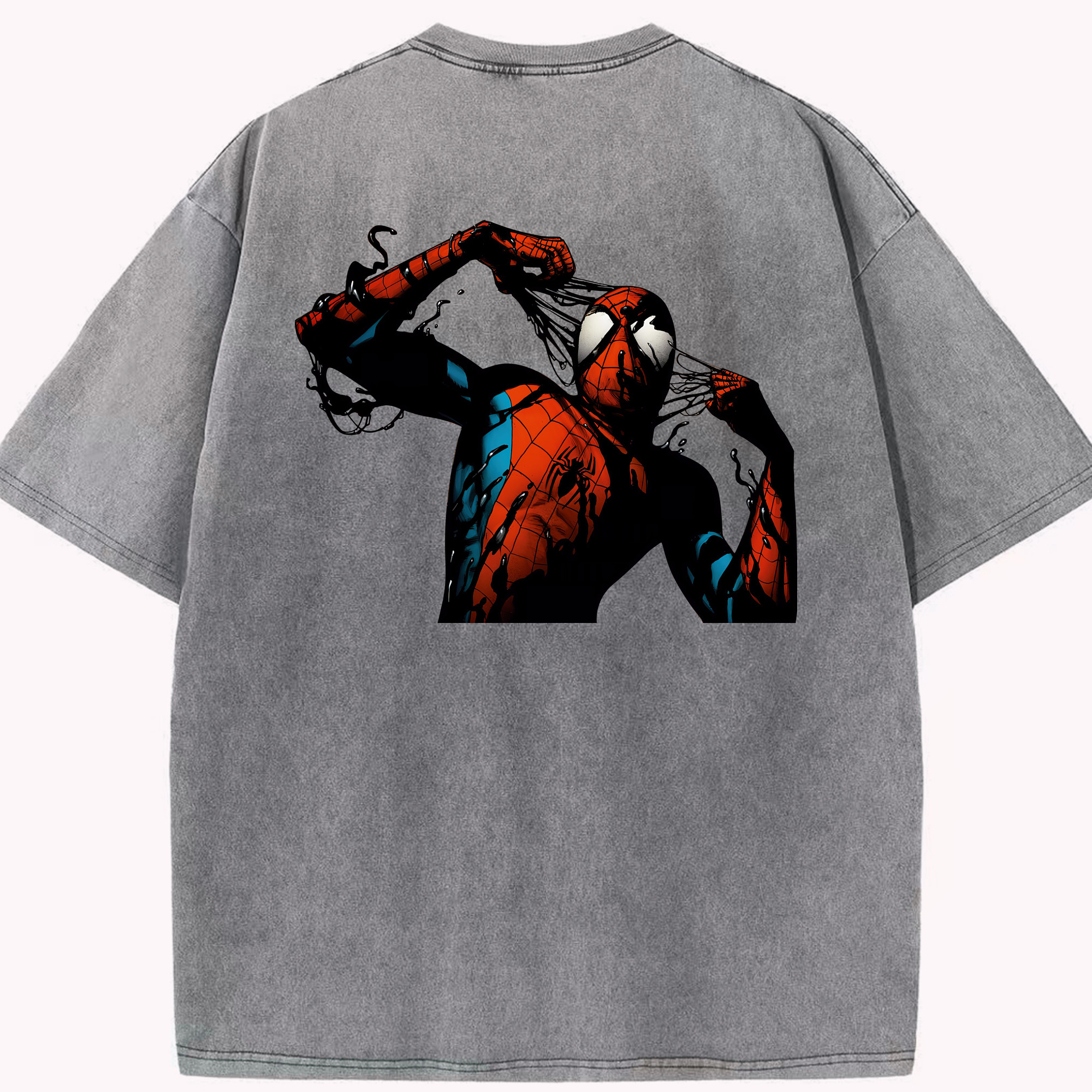 （画像用） Spider Man スパイダーマン 綿100% ヴィンテージ風 半袖Tシャツ（背面プリント）