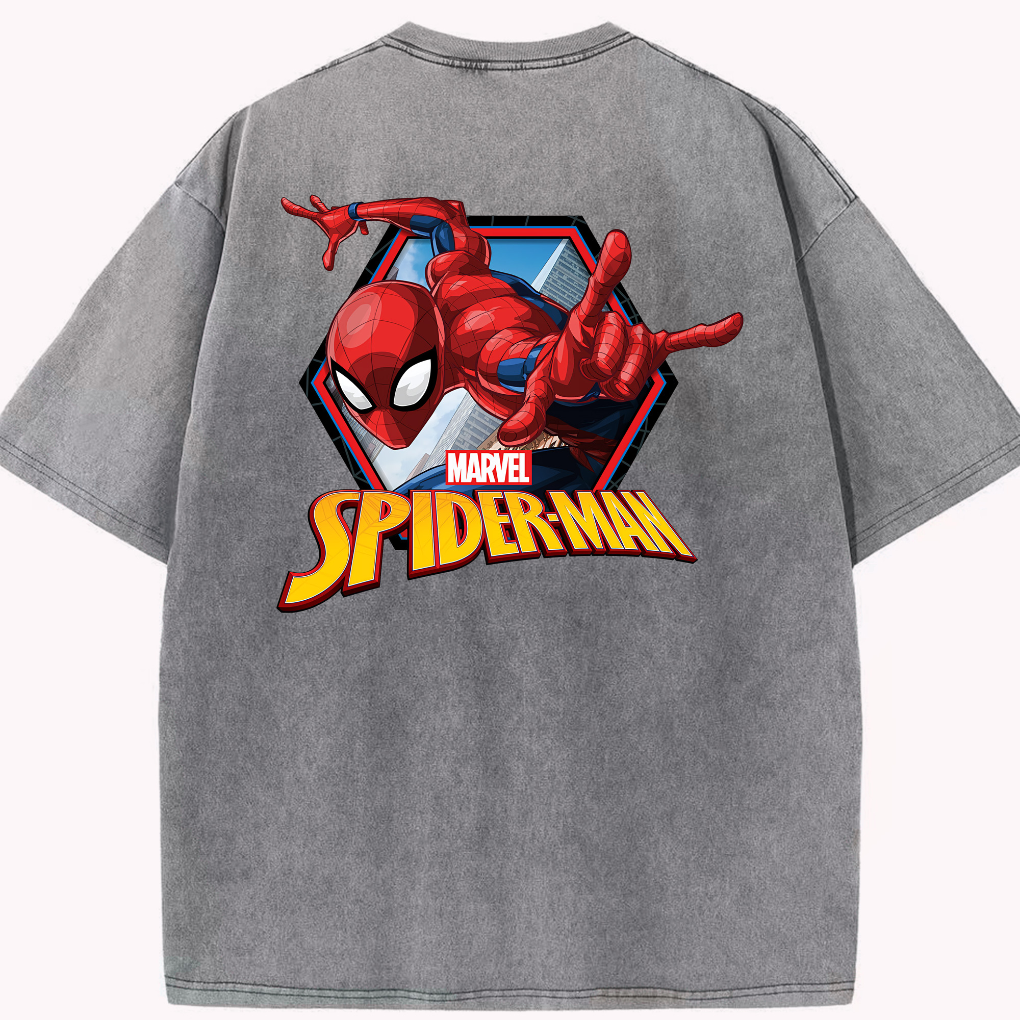 （画像用） Spider Man スパイダーマン 綿100% ヴィンテージ風 半袖Tシャツ（背面プリント）