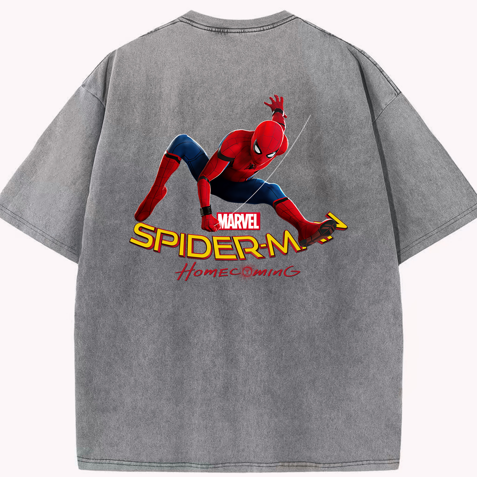 （画像用） Spider Man スパイダーマン 綿100% ヴィンテージ風 半袖Tシャツ（背面プリント）