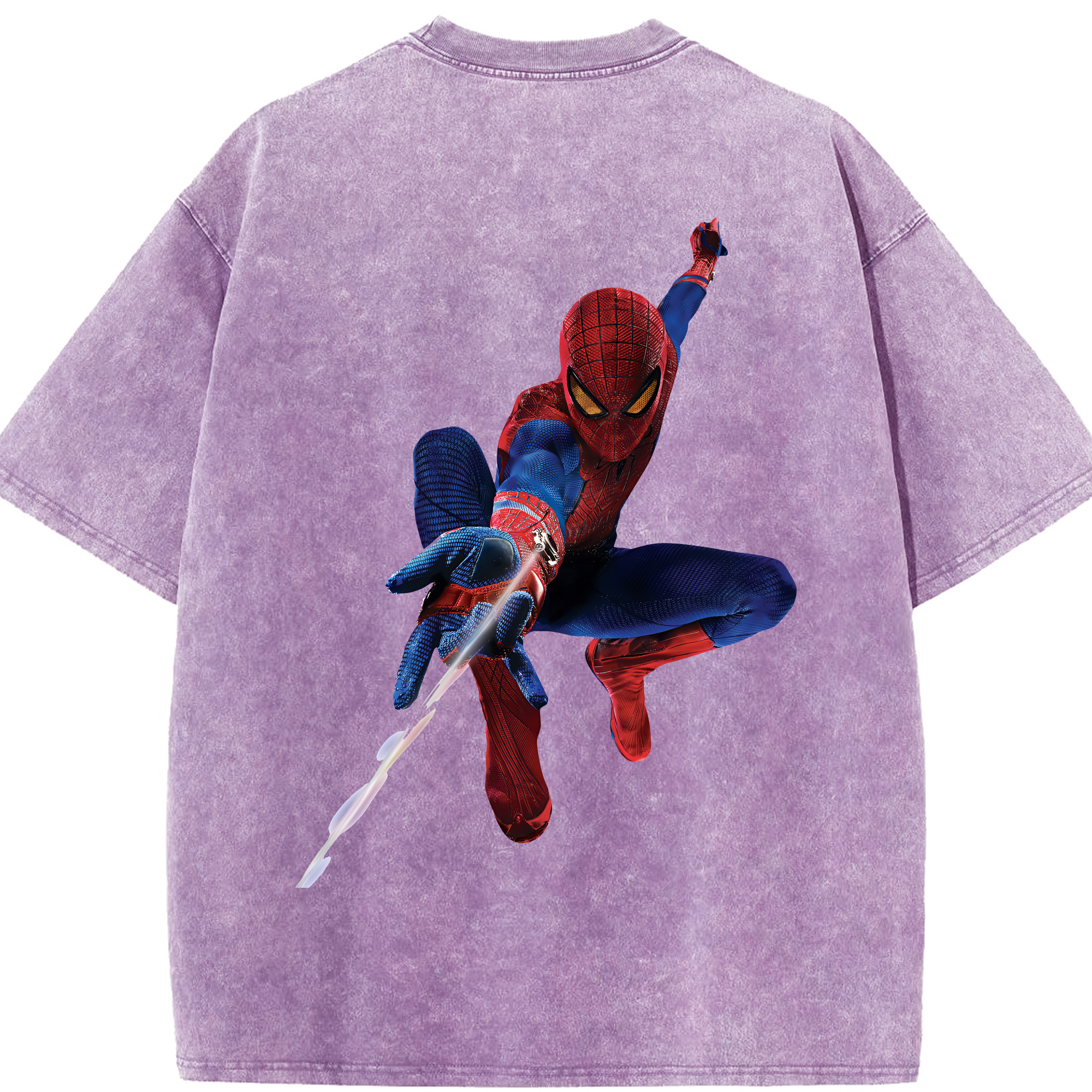 （画像用） Spider Man スパイダーマン 綿100% ヴィンテージ風 半袖Tシャツ（背面プリント）
