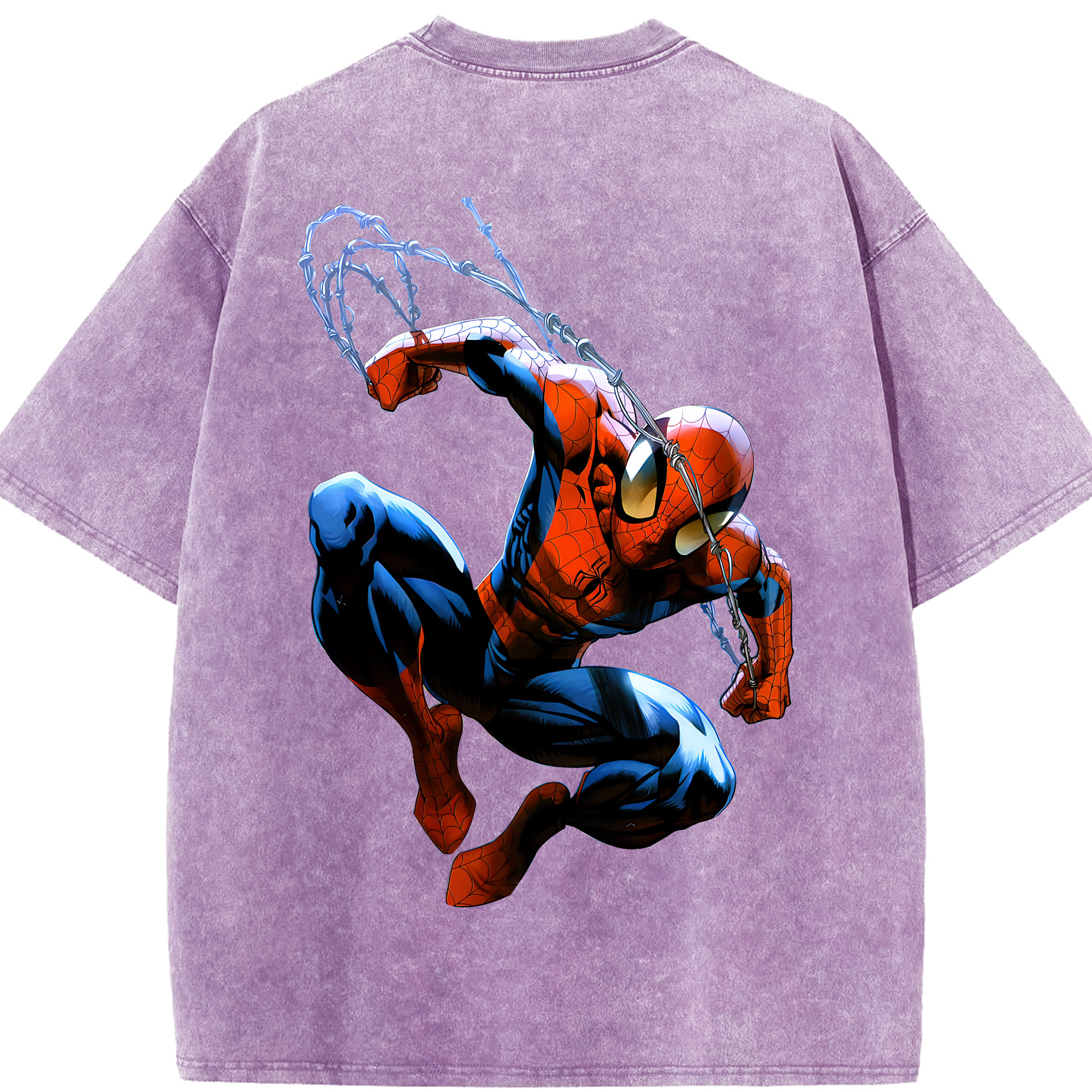 （画像用） Spider Man スパイダーマン 綿100% ヴィンテージ風 半袖Tシャツ（背面プリント）