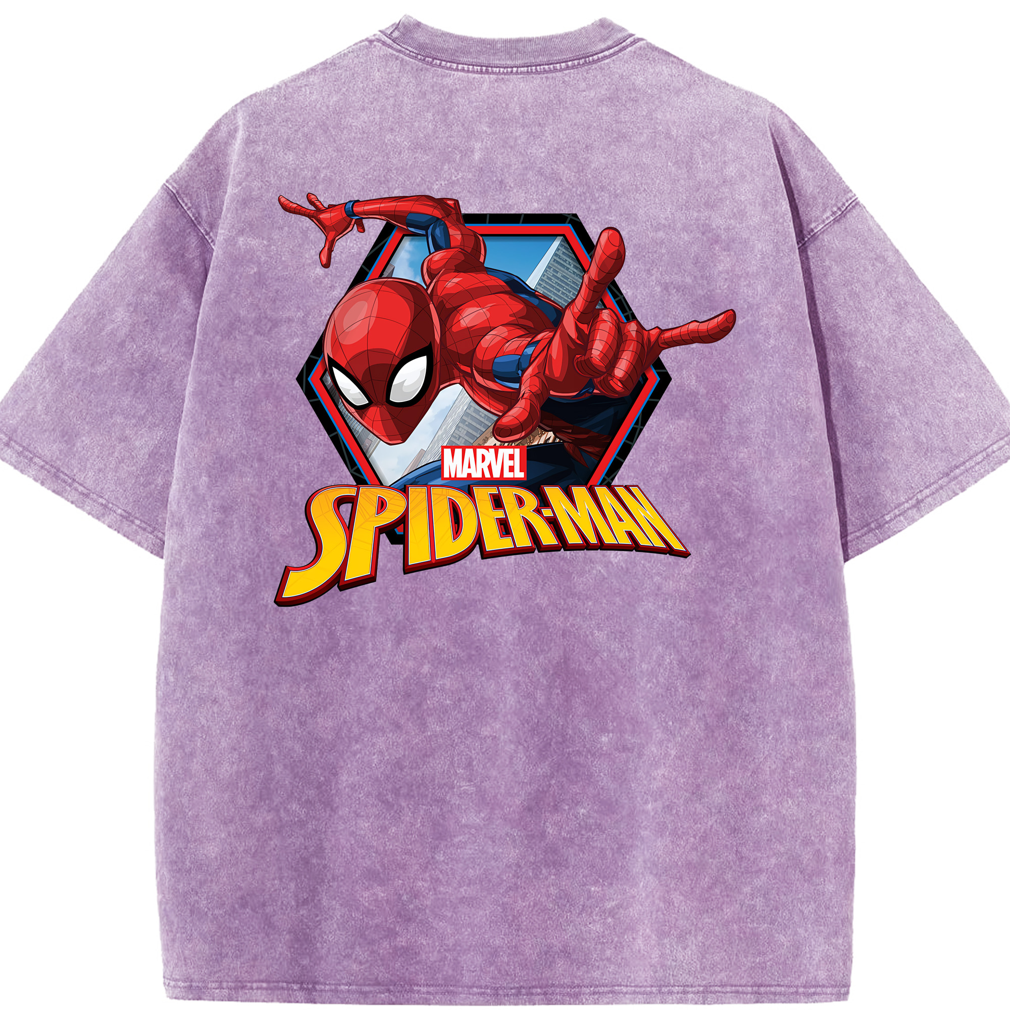 （画像用） Spider Man スパイダーマン 綿100% ヴィンテージ風 半袖Tシャツ（背面プリント）