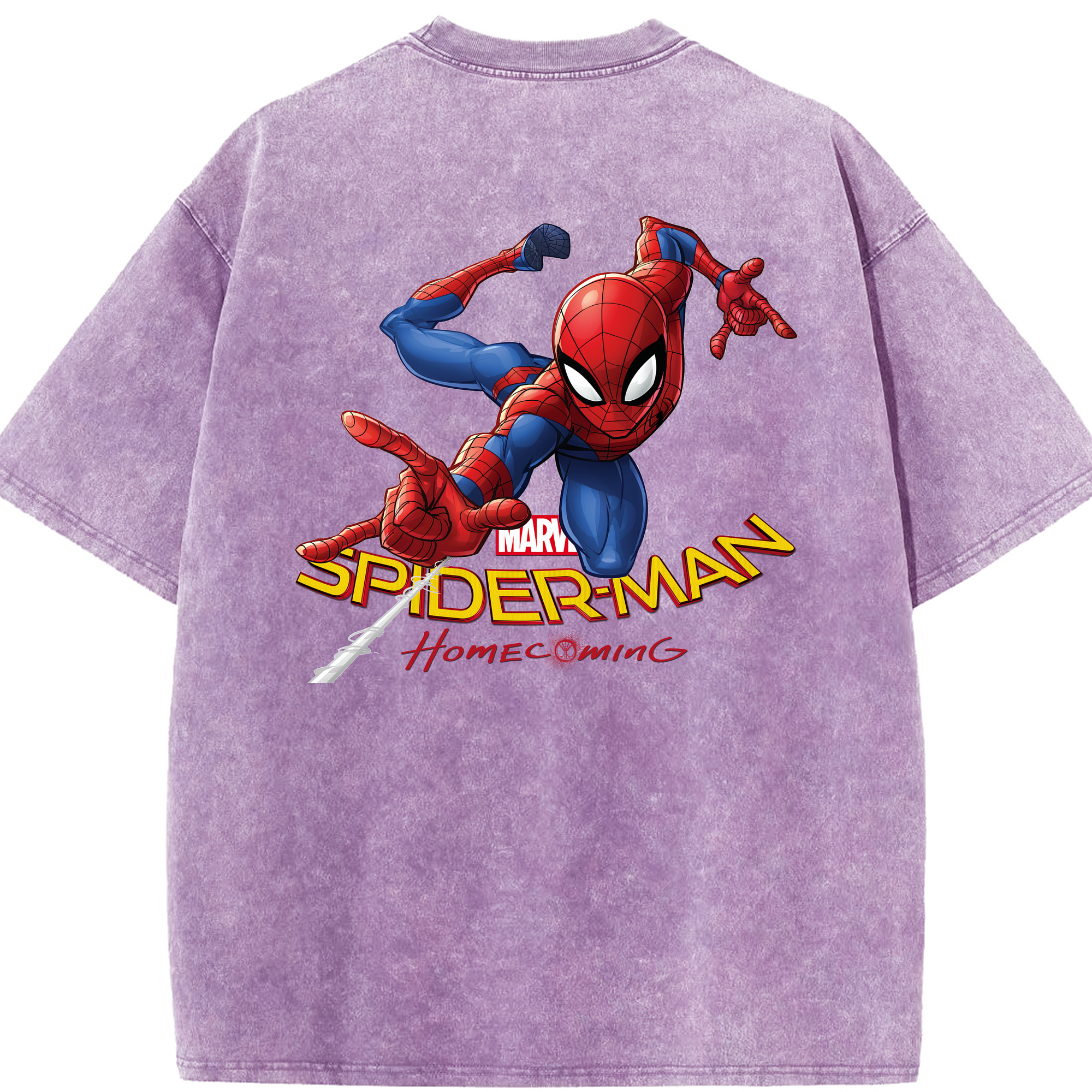（画像用） Spider Man スパイダーマン 綿100% ヴィンテージ風 半袖Tシャツ（背面プリント）