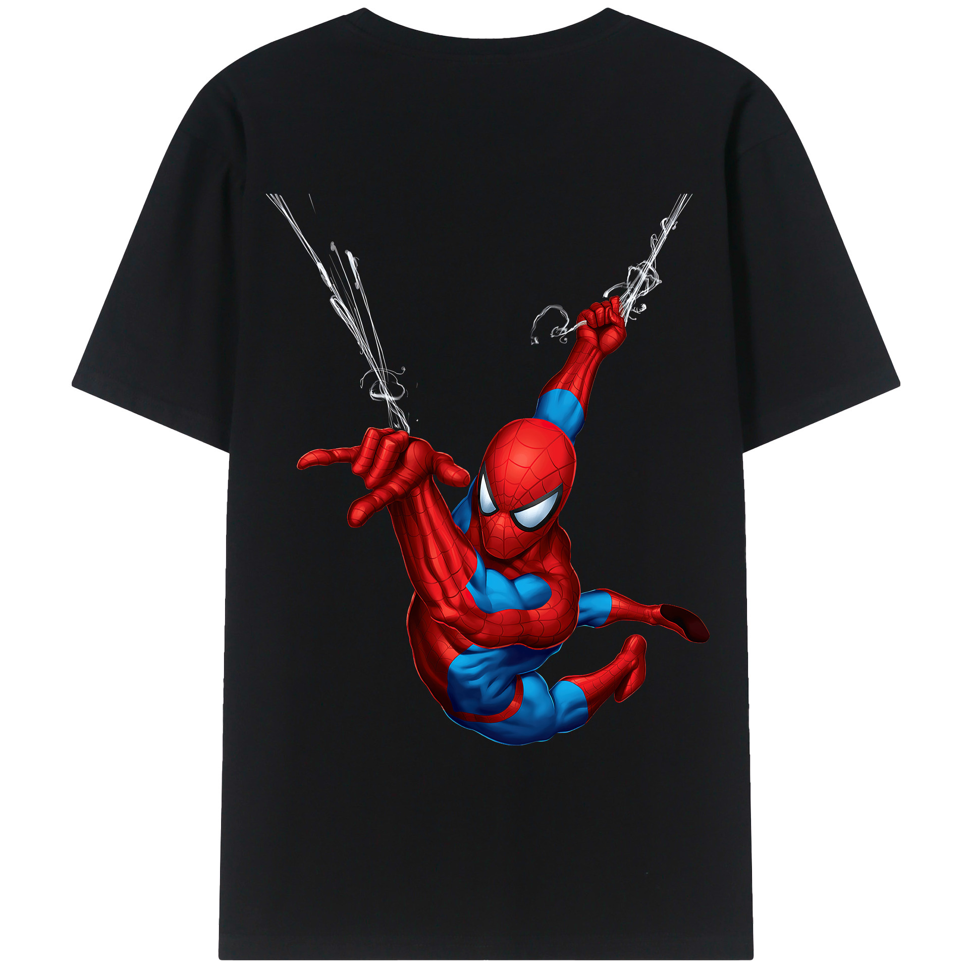 （画像用） Spider Man スパイダーマン 綿100％ メンズ半袖Tシャツ（バックプリント） 通気性