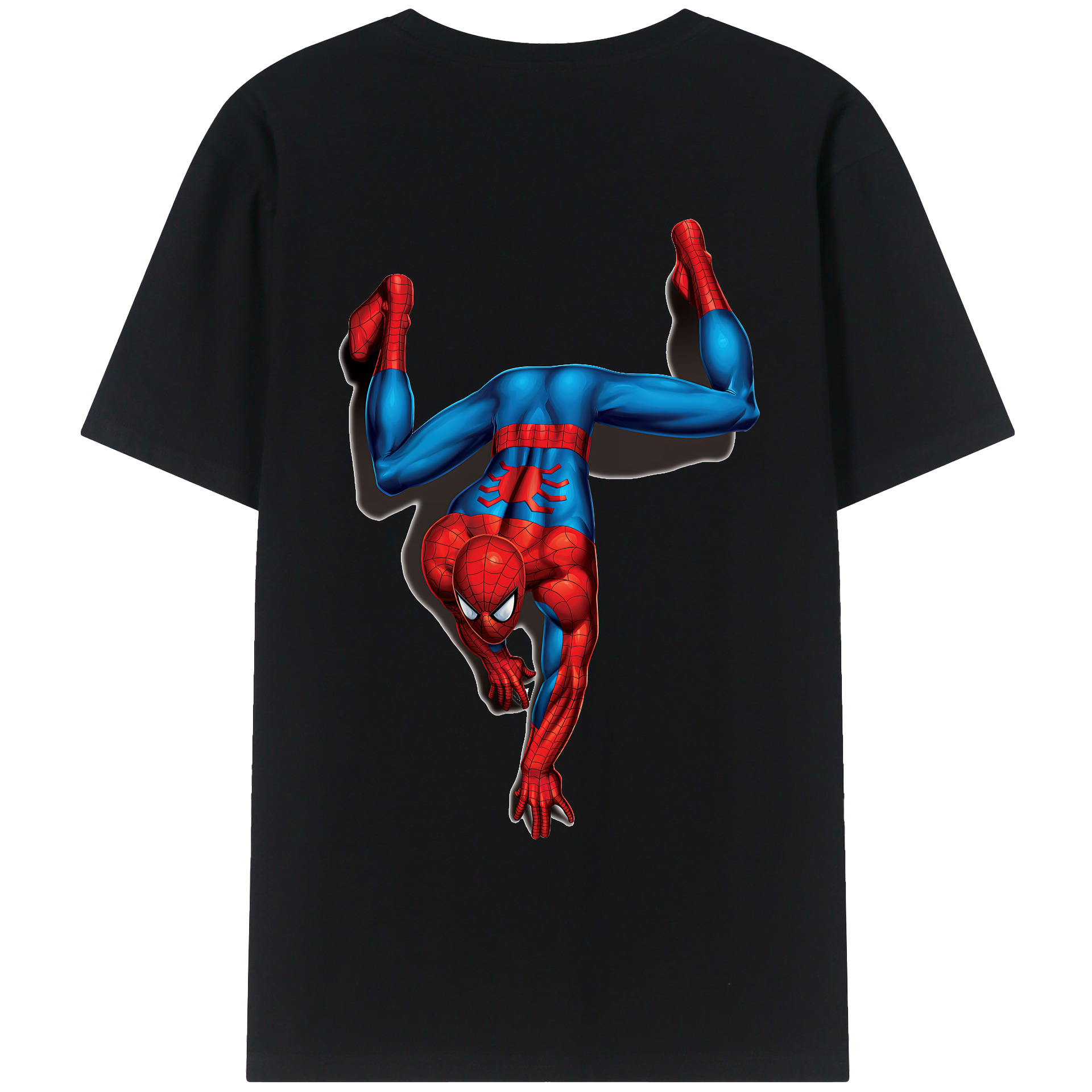 （画像用） Spider Man スパイダーマン 綿100％ メンズ半袖Tシャツ（バックプリント） 通気性