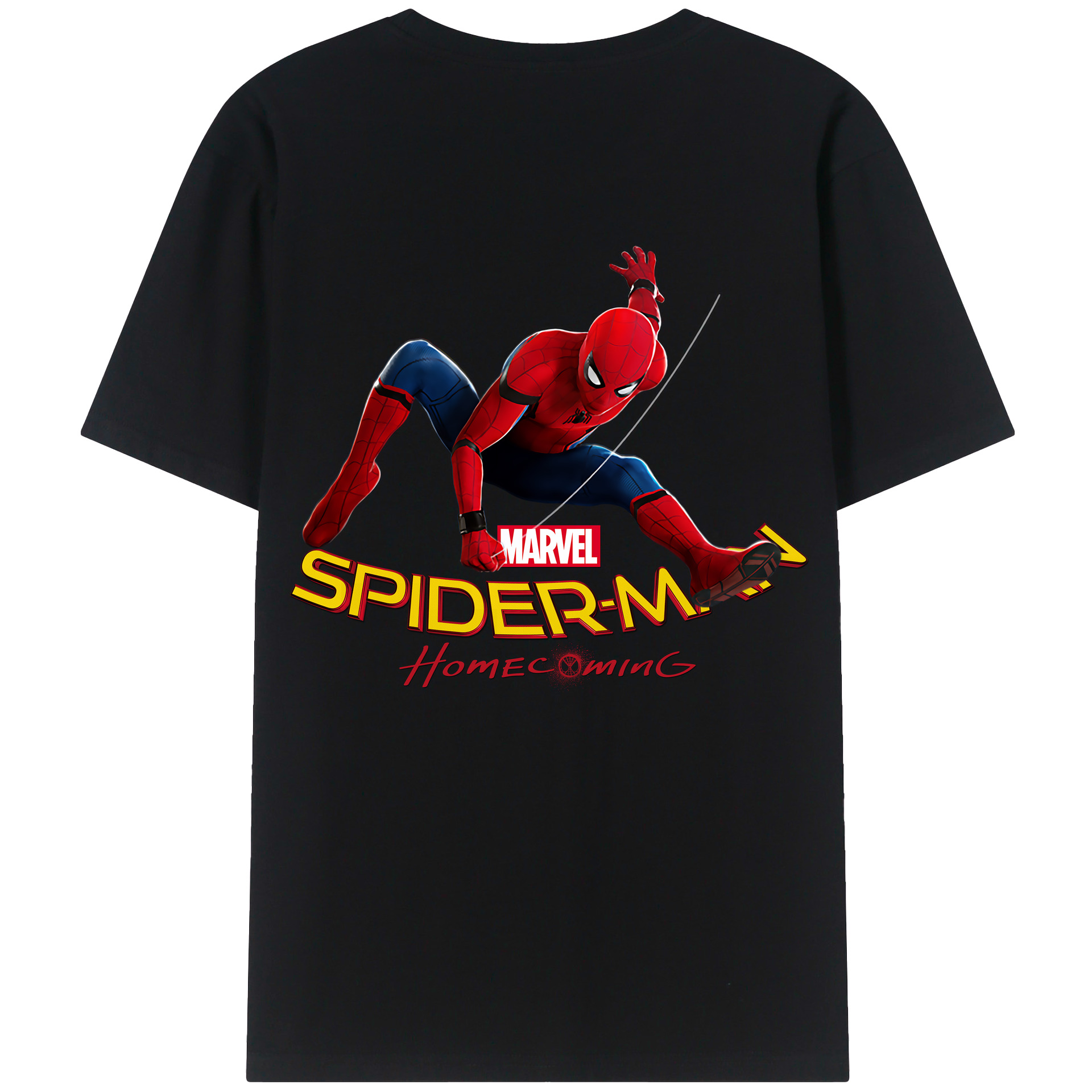 （画像用） Spider Man スパイダーマン 綿100％ メンズ半袖Tシャツ（バックプリント） 通気性