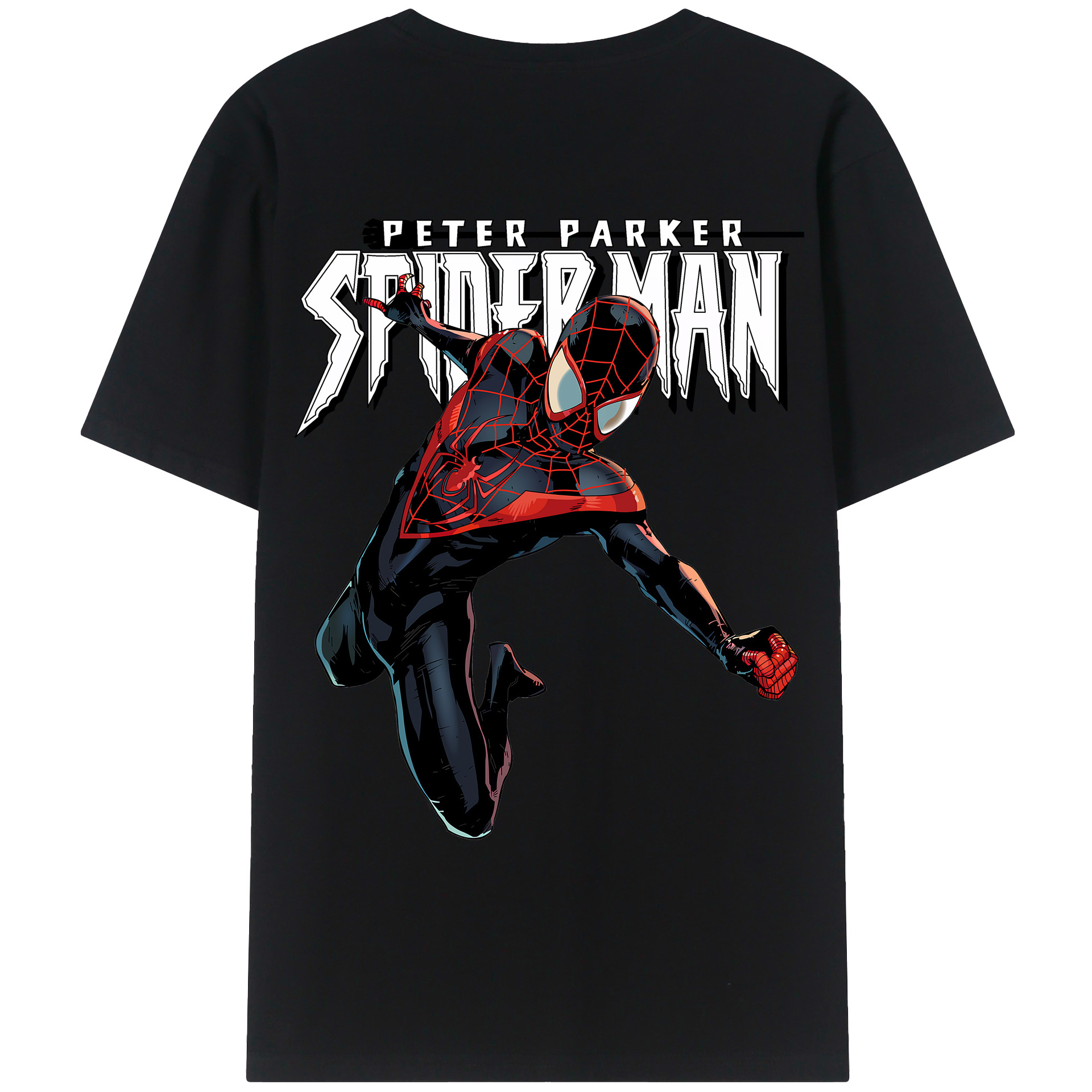（画像用） Spider Man スパイダーマン 綿100％ メンズ半袖Tシャツ（バックプリント） 通気性