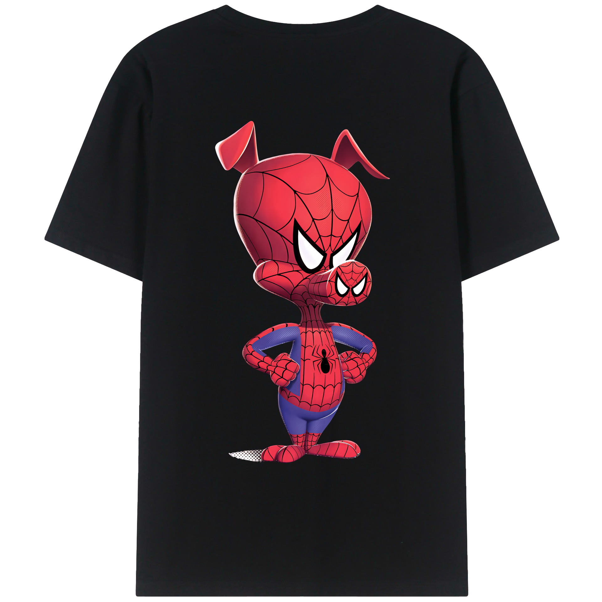 （画像用） Spider Man スパイダーマン 綿100％ メンズ半袖Tシャツ（バックプリント） 通気性