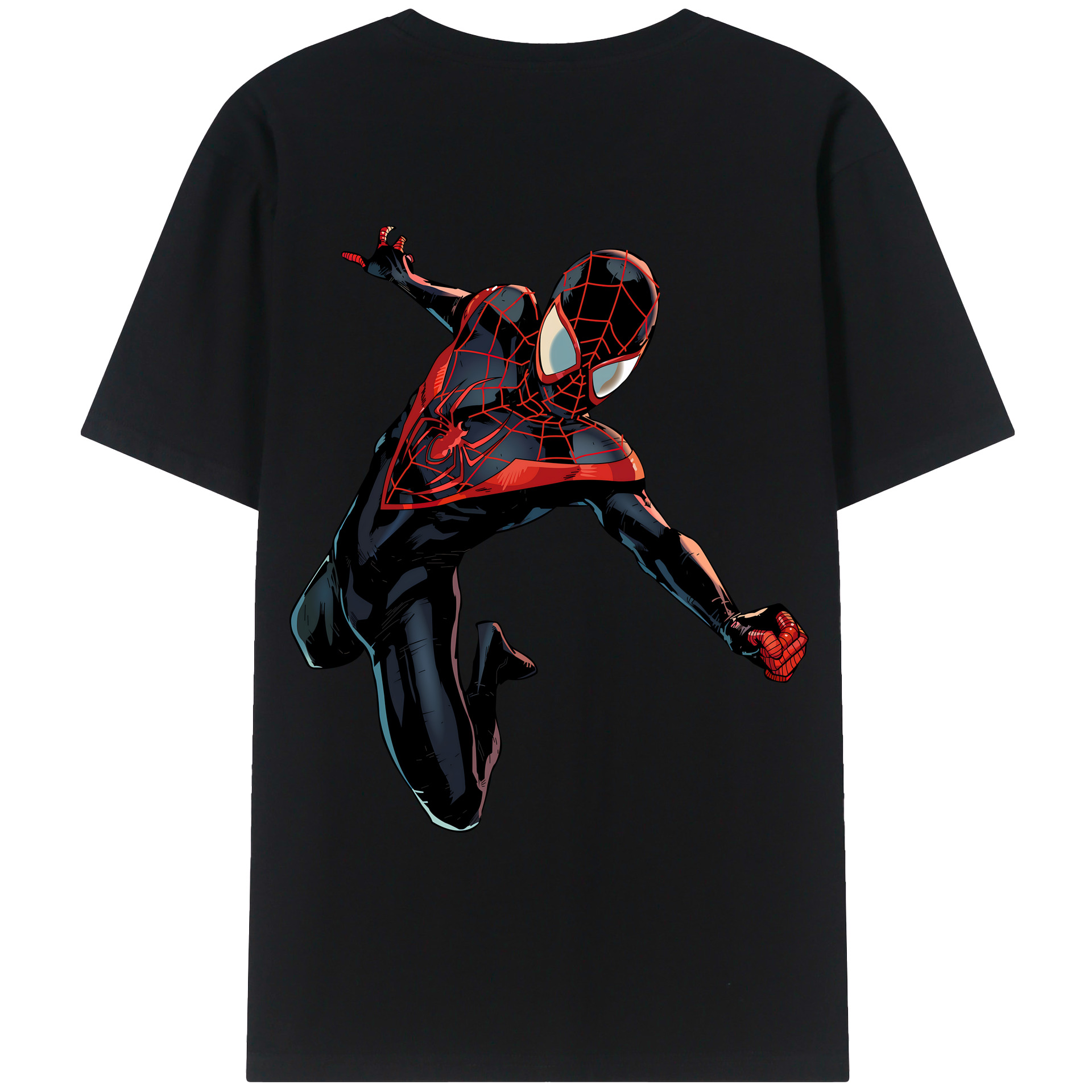 （画像用） Spider Man スパイダーマン 綿100％ メンズ半袖Tシャツ（バックプリント） 通気性