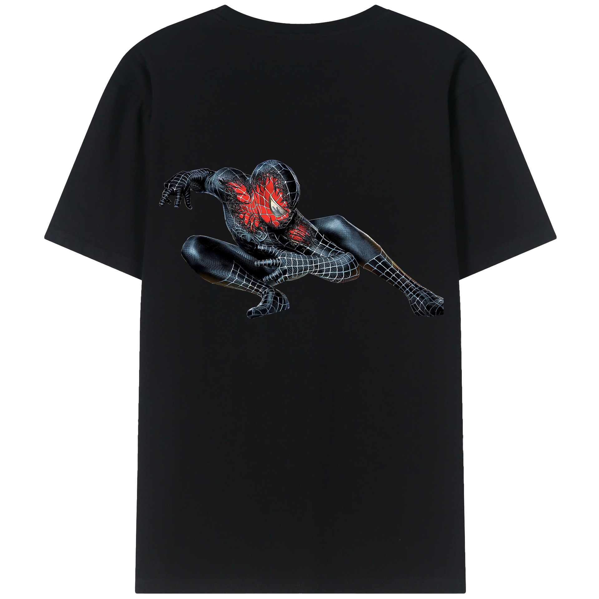 （画像用） Spider Man スパイダーマン 綿100％ メンズ半袖Tシャツ（バックプリント） 通気性
