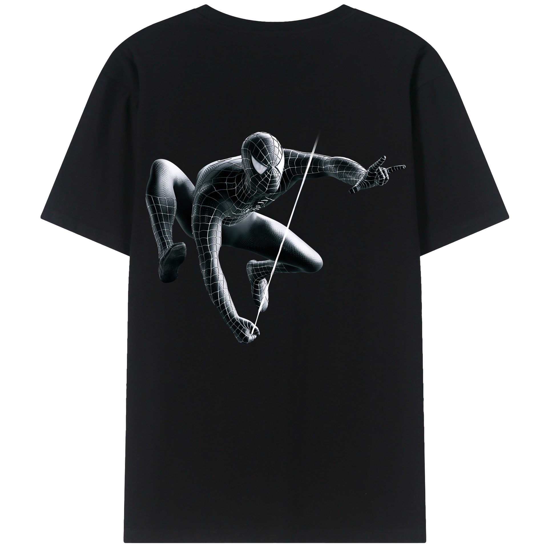 （画像用） Spider Man スパイダーマン 綿100％ メンズ半袖Tシャツ（バックプリント） 通気性