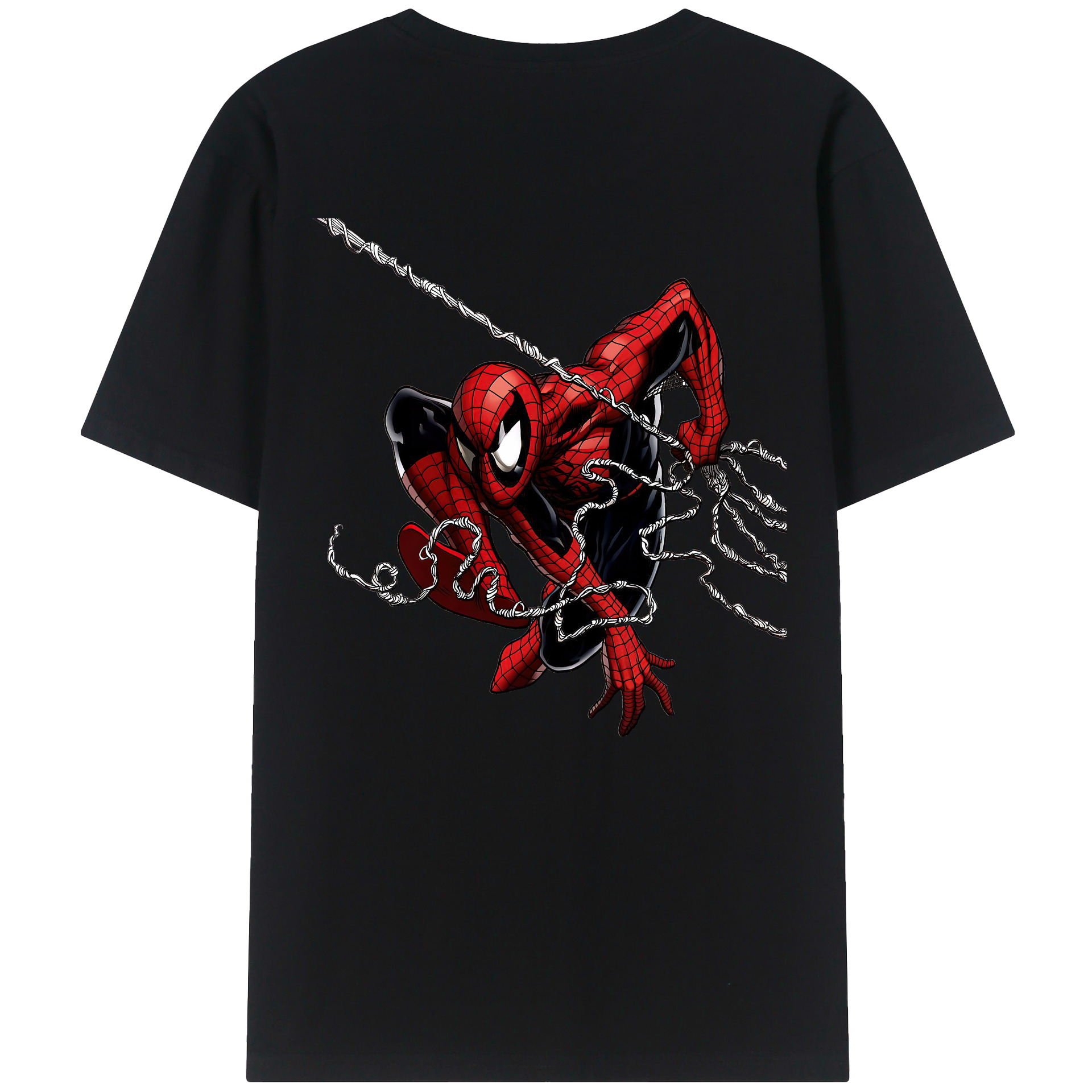 （画像用） Spider Man スパイダーマン 綿100％ メンズ半袖Tシャツ（バックプリント） 通気性