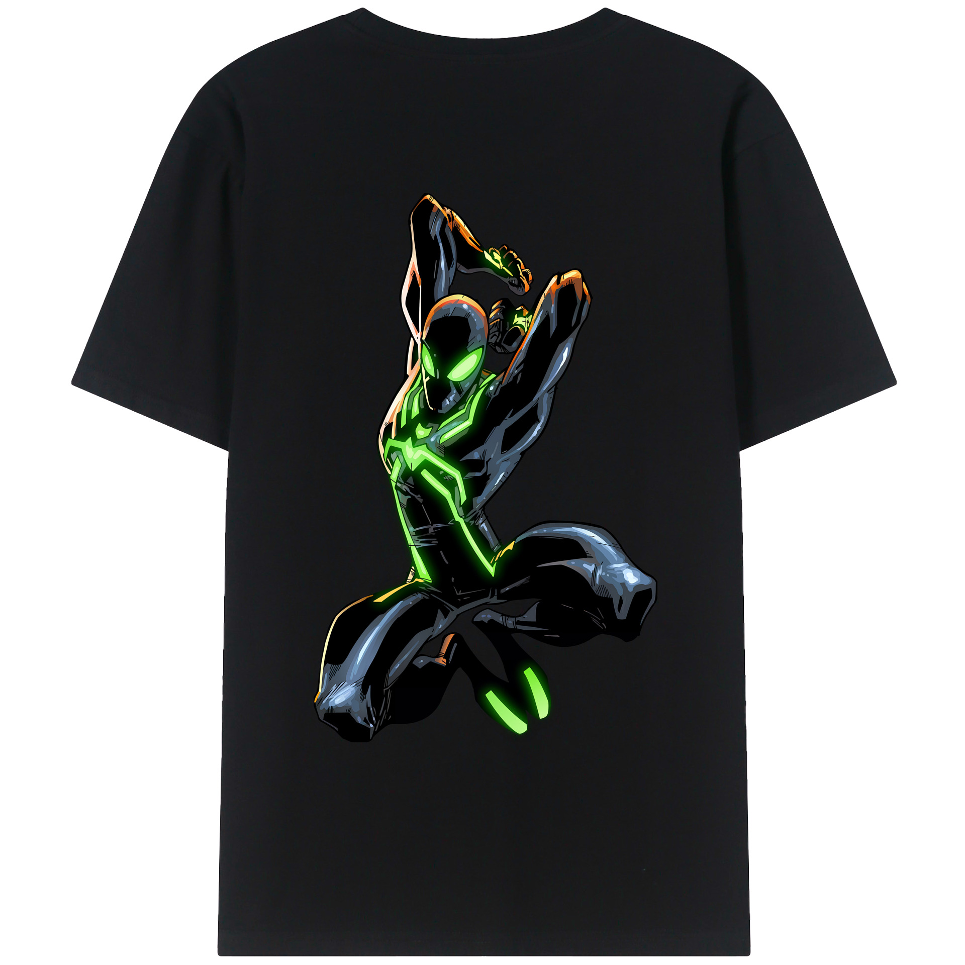 （画像用） Spider Man スパイダーマン 綿100％ メンズ半袖Tシャツ（バックプリント） 通気性