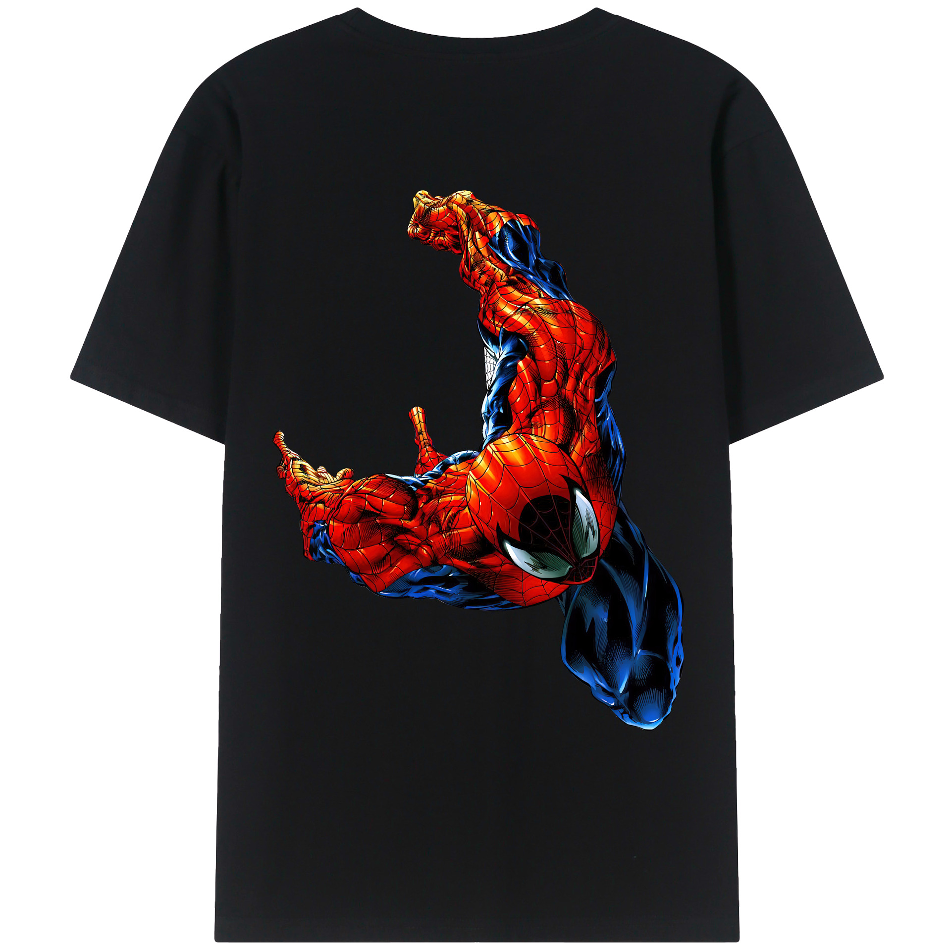 （画像用） Spider Man スパイダーマン 綿100％ メンズ半袖Tシャツ（バックプリント） 通気性