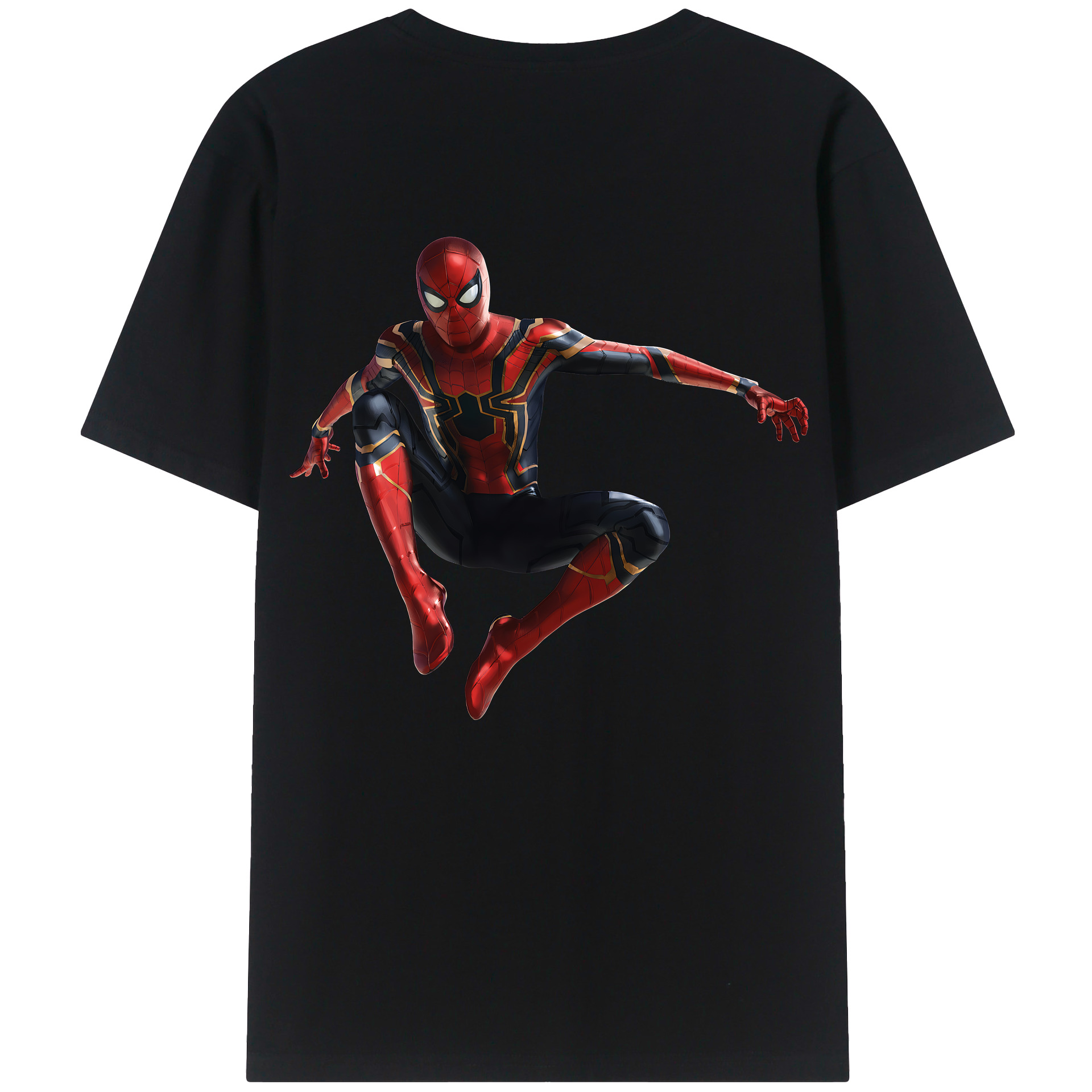 （画像用） Spider Man スパイダーマン 綿100％ メンズ半袖Tシャツ（バックプリント） 通気性
