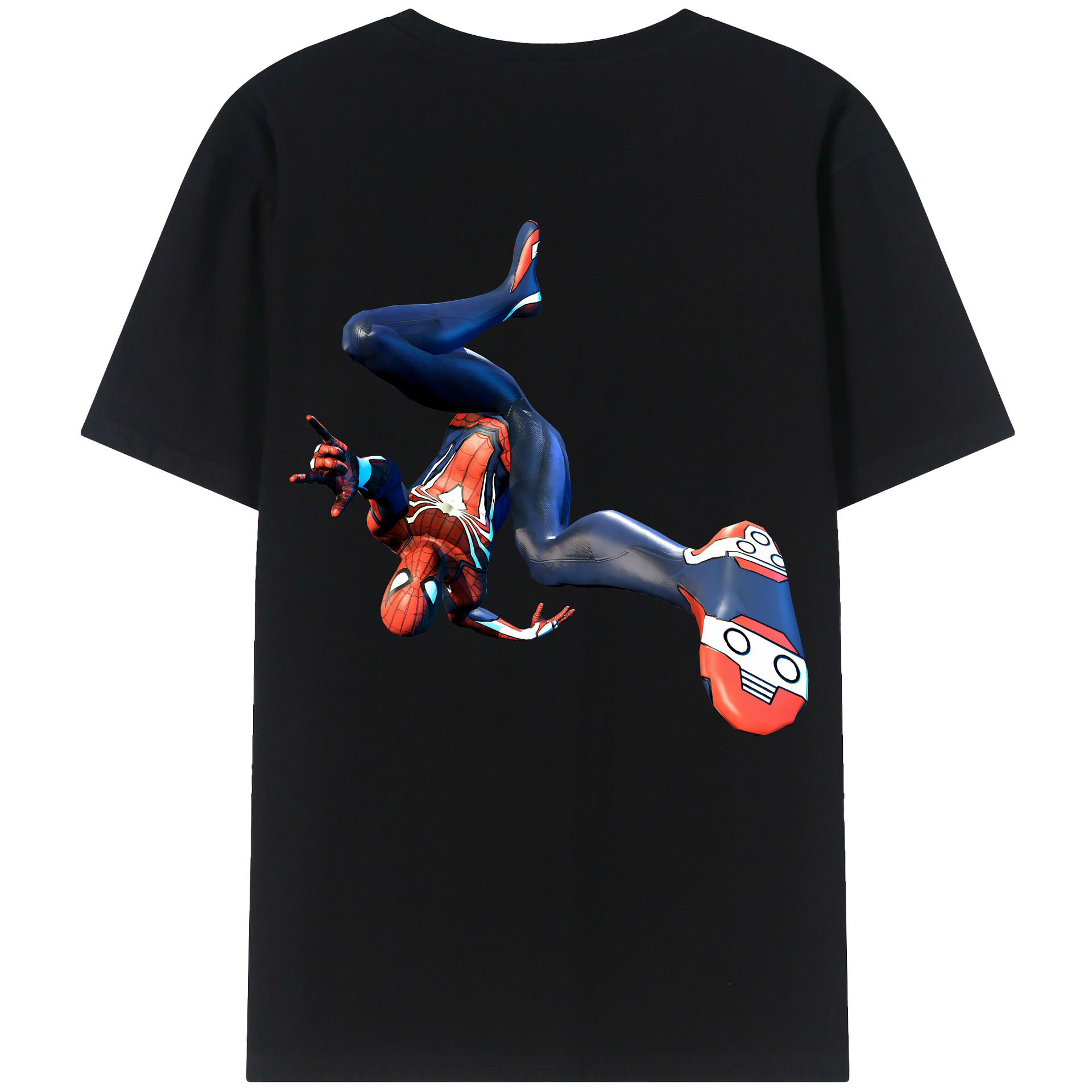 （画像用） Spider Man スパイダーマン 綿100％ メンズ半袖Tシャツ（バックプリント） 通気性