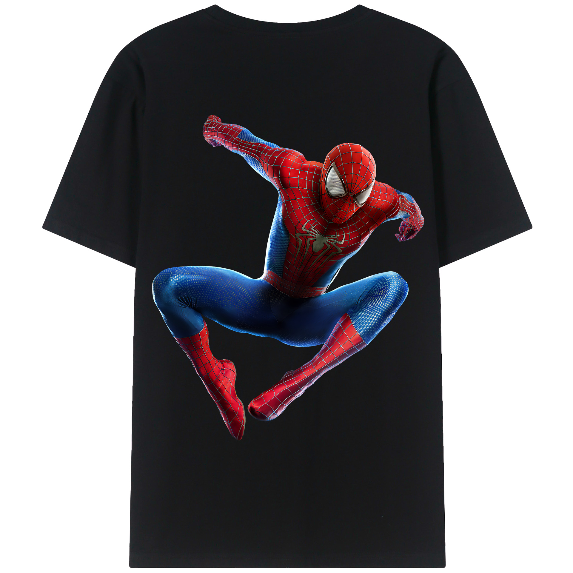 （画像用） Spider Man スパイダーマン 綿100％ メンズ半袖Tシャツ（バックプリント） 通気性
