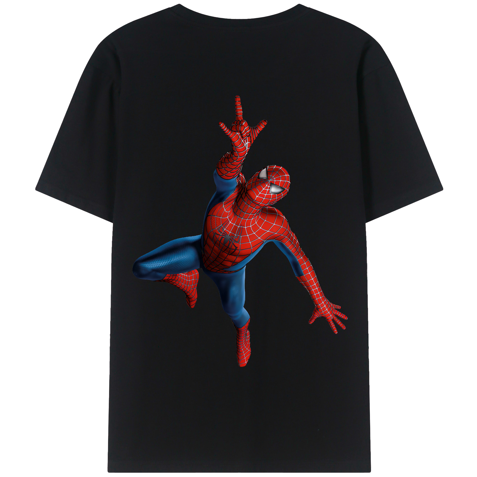 （画像用） Spider Man スパイダーマン 綿100％ メンズ半袖Tシャツ（バックプリント） 通気性