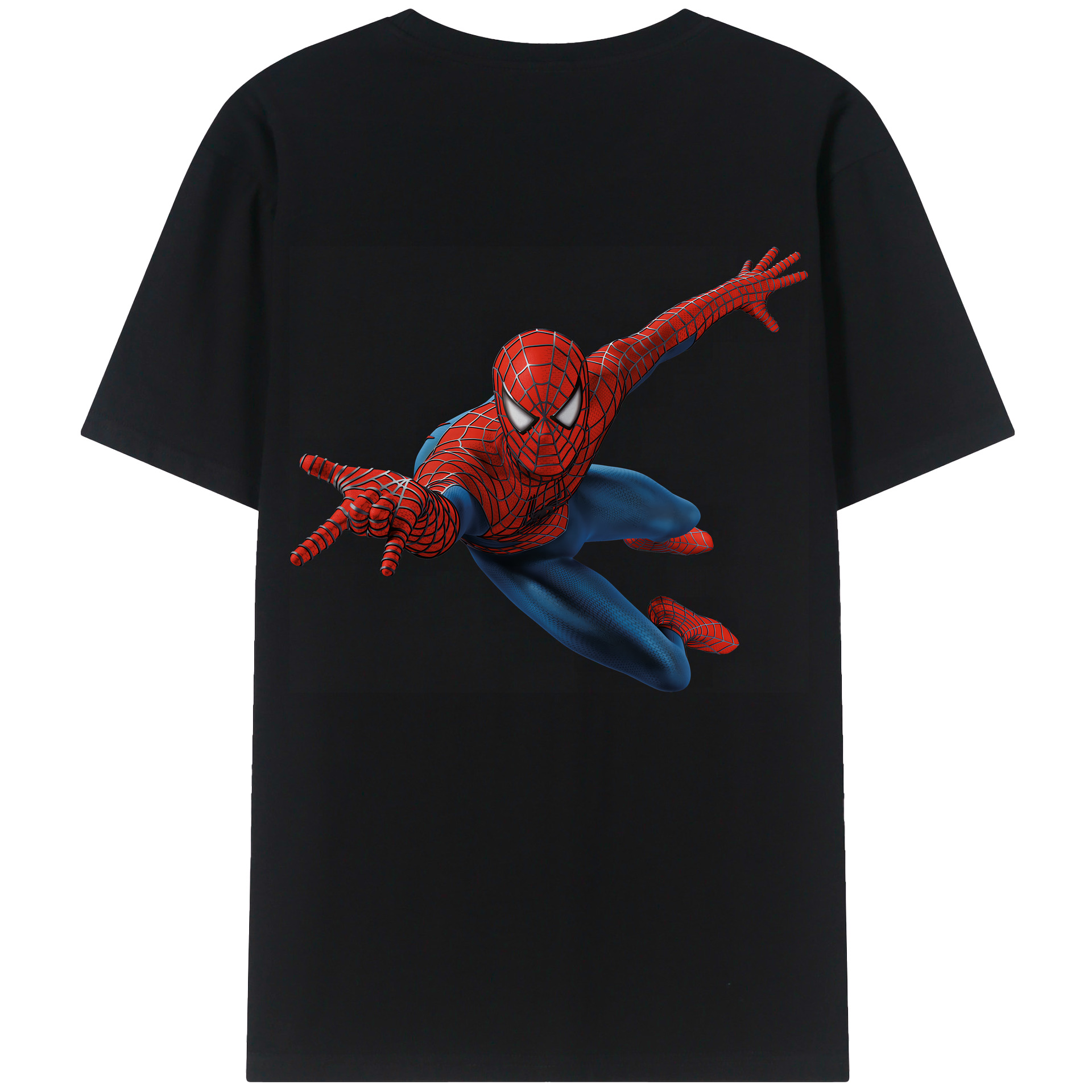 （画像用） Spider Man スパイダーマン 綿100％ メンズ半袖Tシャツ（バックプリント） 通気性
