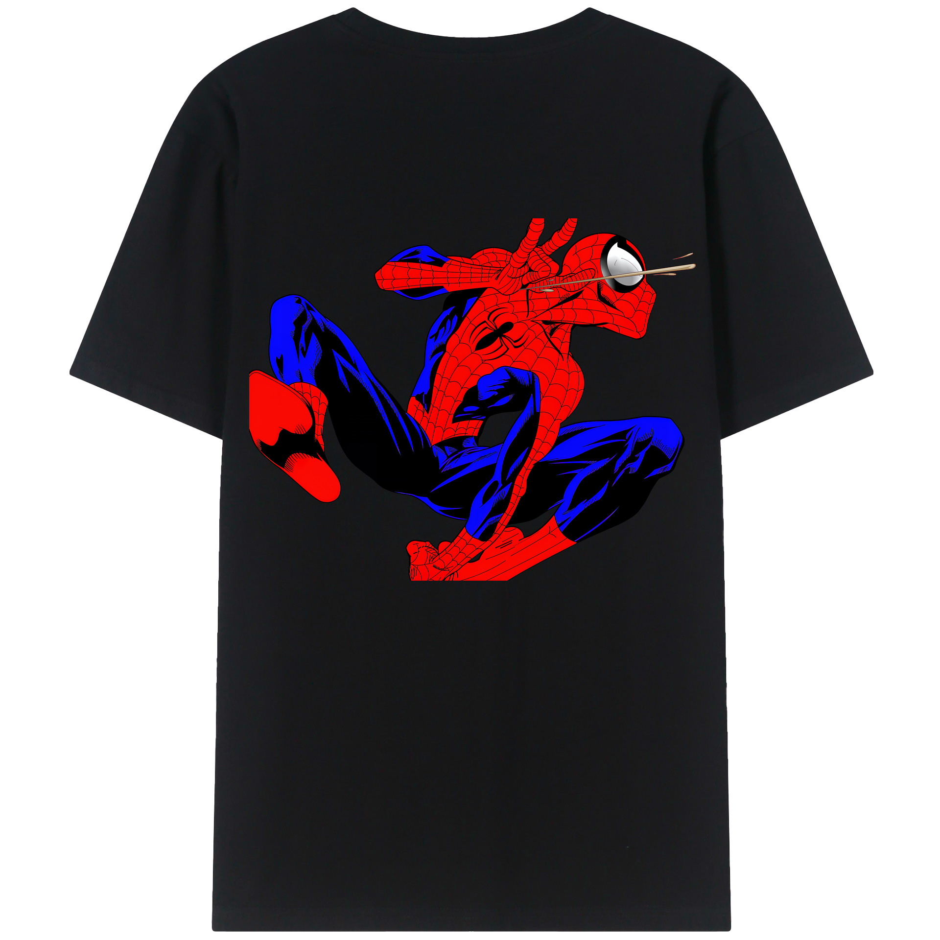 （画像用） Spider Man スパイダーマン 綿100％ メンズ半袖Tシャツ（バックプリント） 通気性