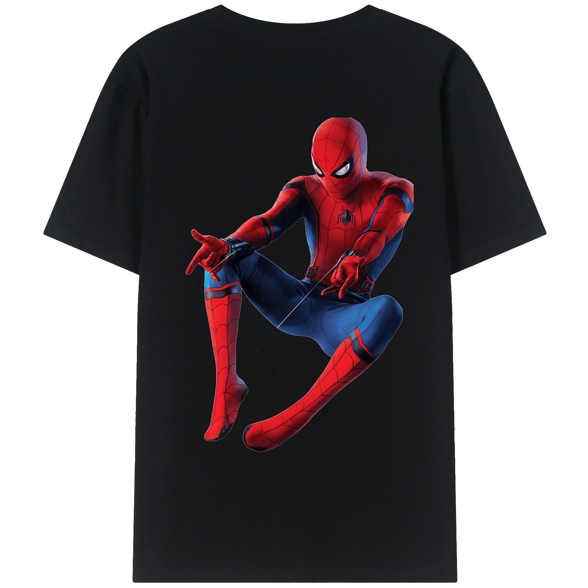 （画像用） Spider Man スパイダーマン 綿100％ メンズ半袖Tシャツ（バックプリント） 通気性