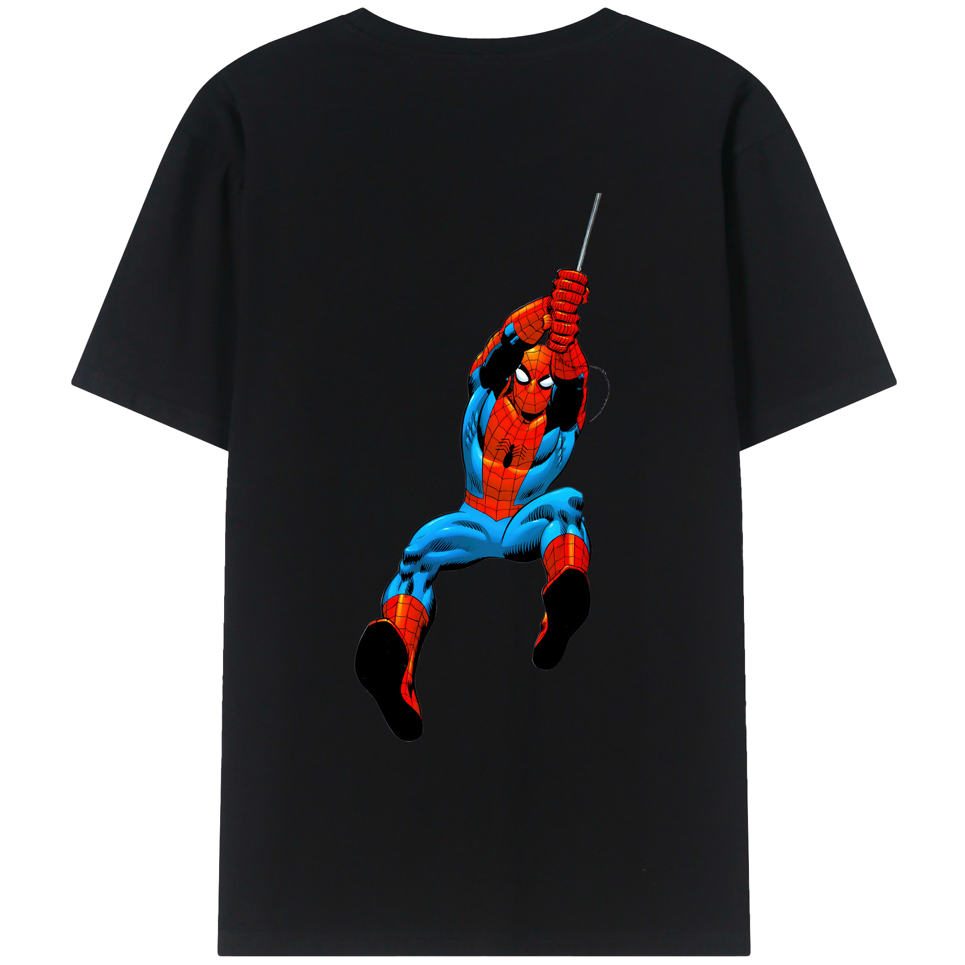 （画像用） Spider Man スパイダーマン 綿100％ メンズ半袖Tシャツ（バックプリント） 通気性